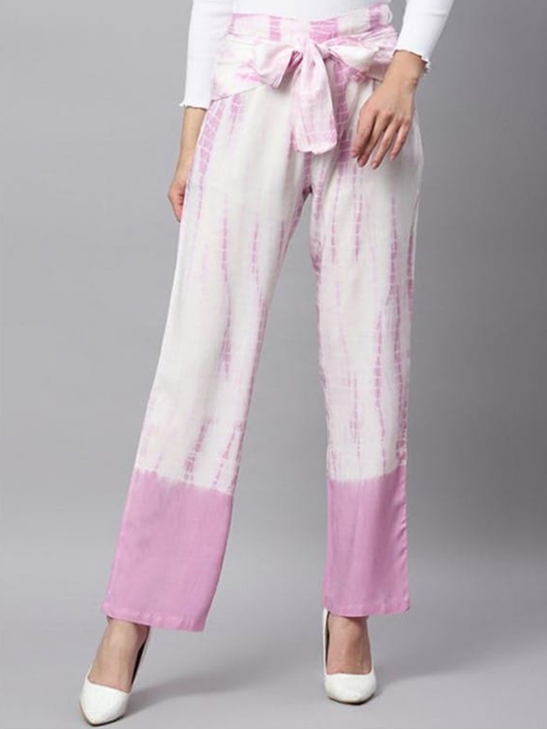 

Aila Women Tie and Dye Printed Trousers, Pink