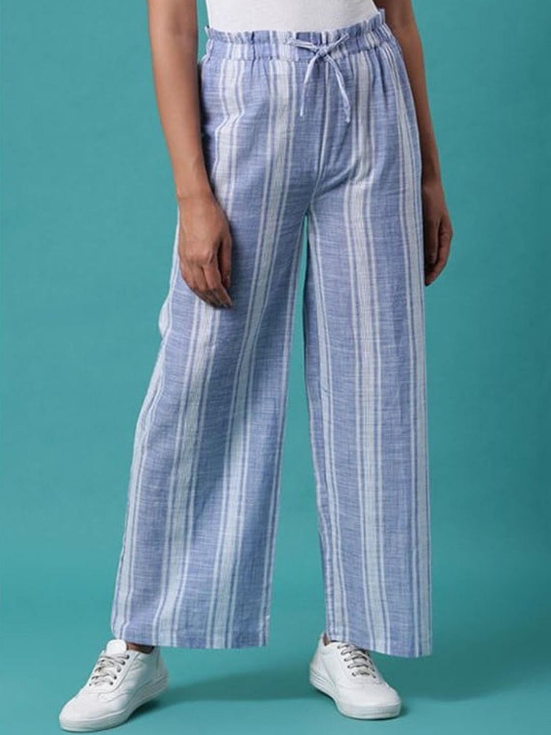 

Aila Women Mid-Rise Striped Trouser, Blue