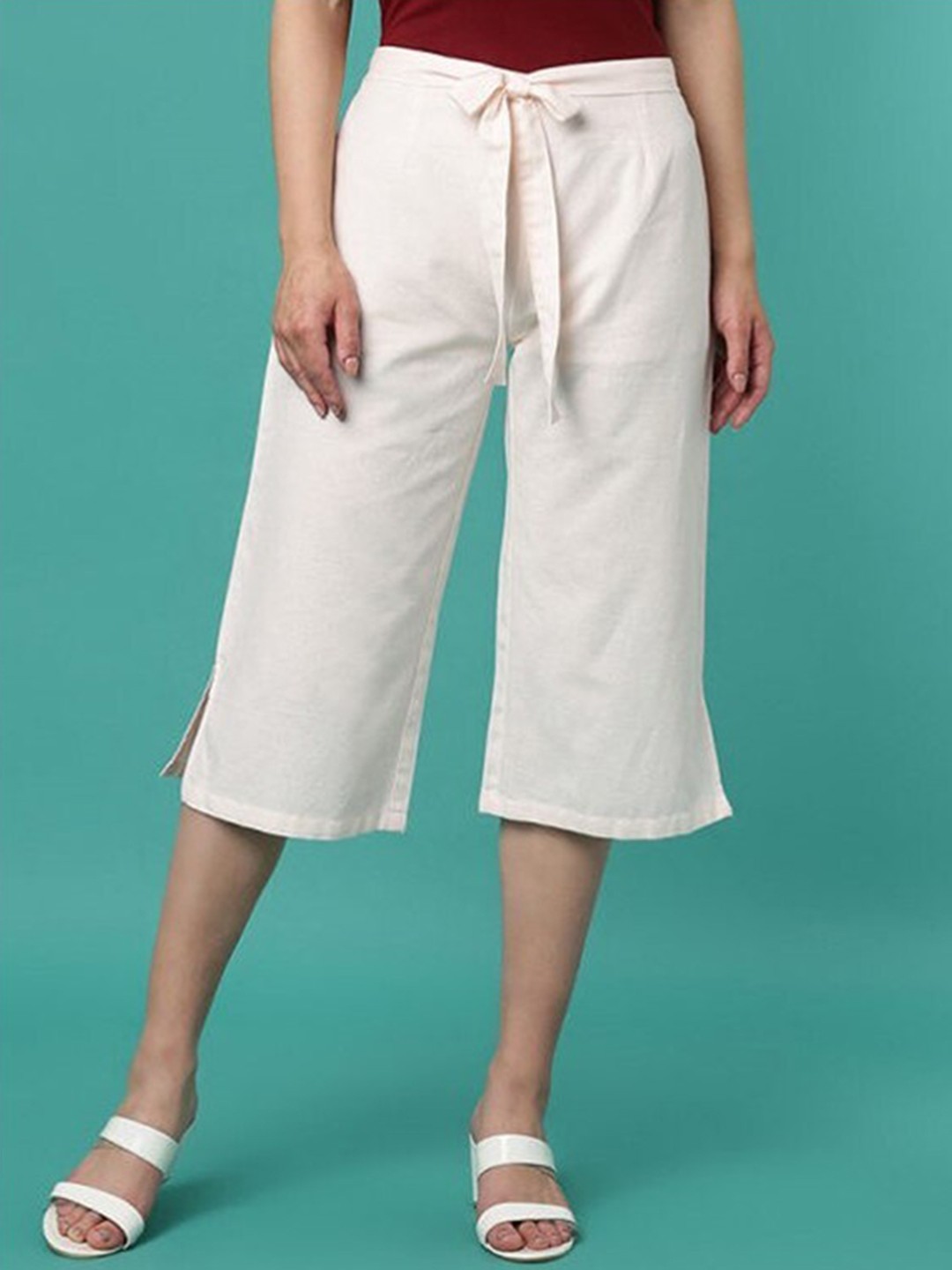 

Aila Women Mid-Rise Culottes Trousers, Pink
