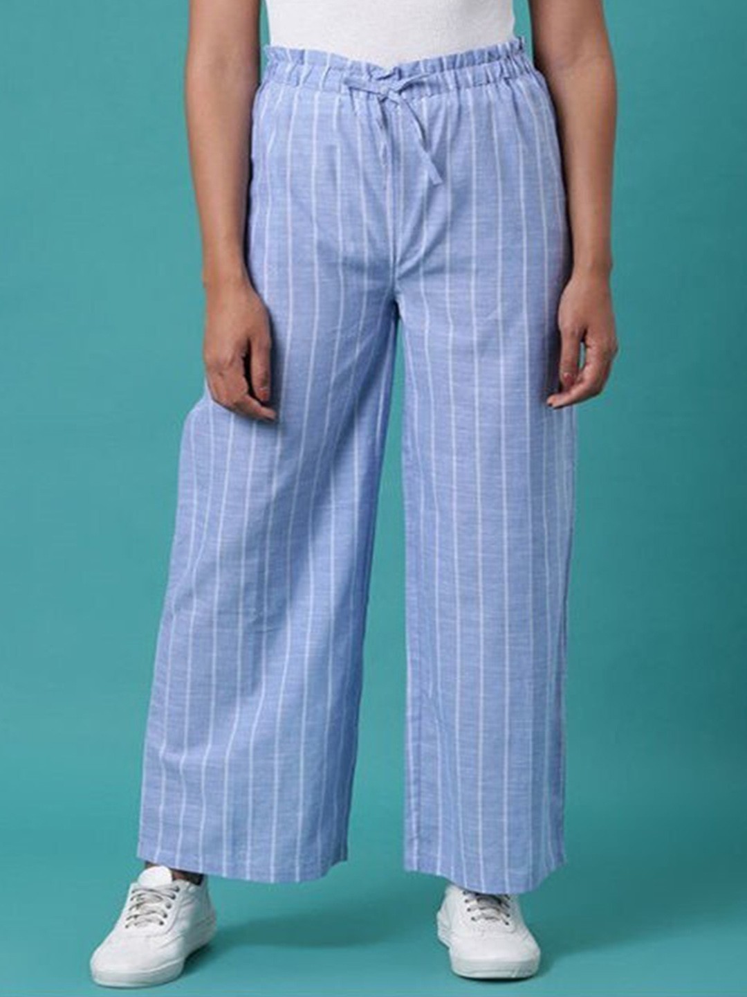 

Aila Women Mid-Rise Striped Trouser, Blue