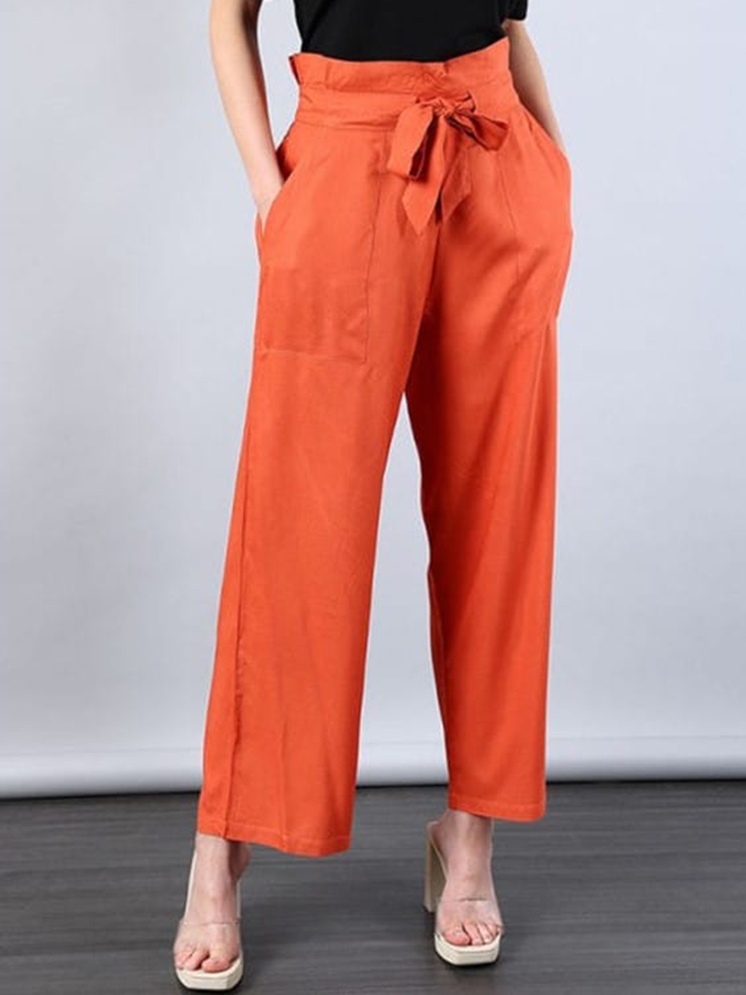 

Aila Women Loose Fit High-Rise Parallel Trouser, Orange