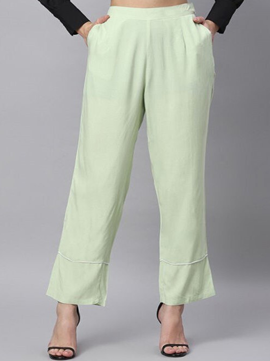 

Aila Women High-Rise Loose Fit Trouser, Green