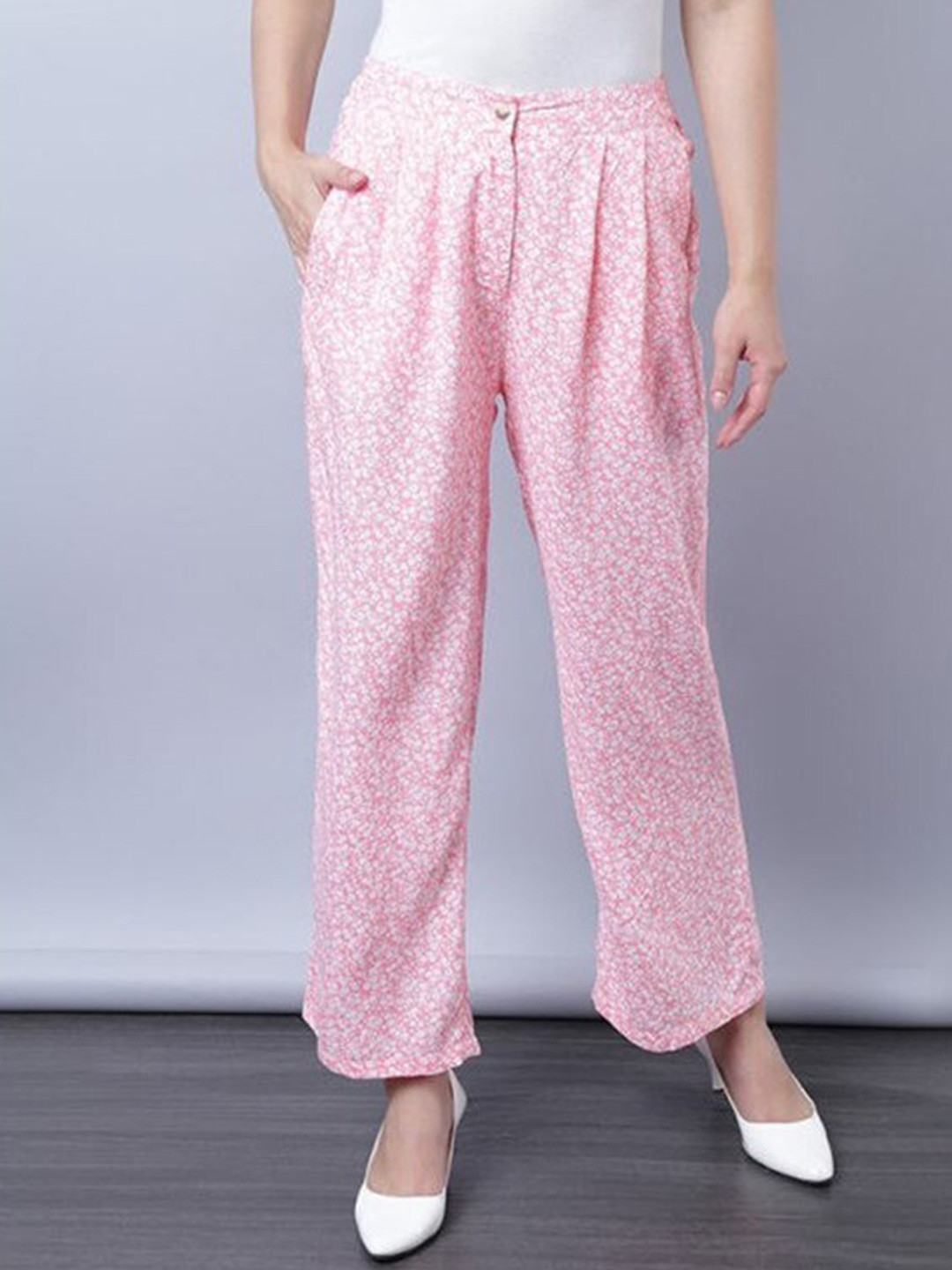 

Aila Women Printed Ankle-Length Parallel Trouser, Pink