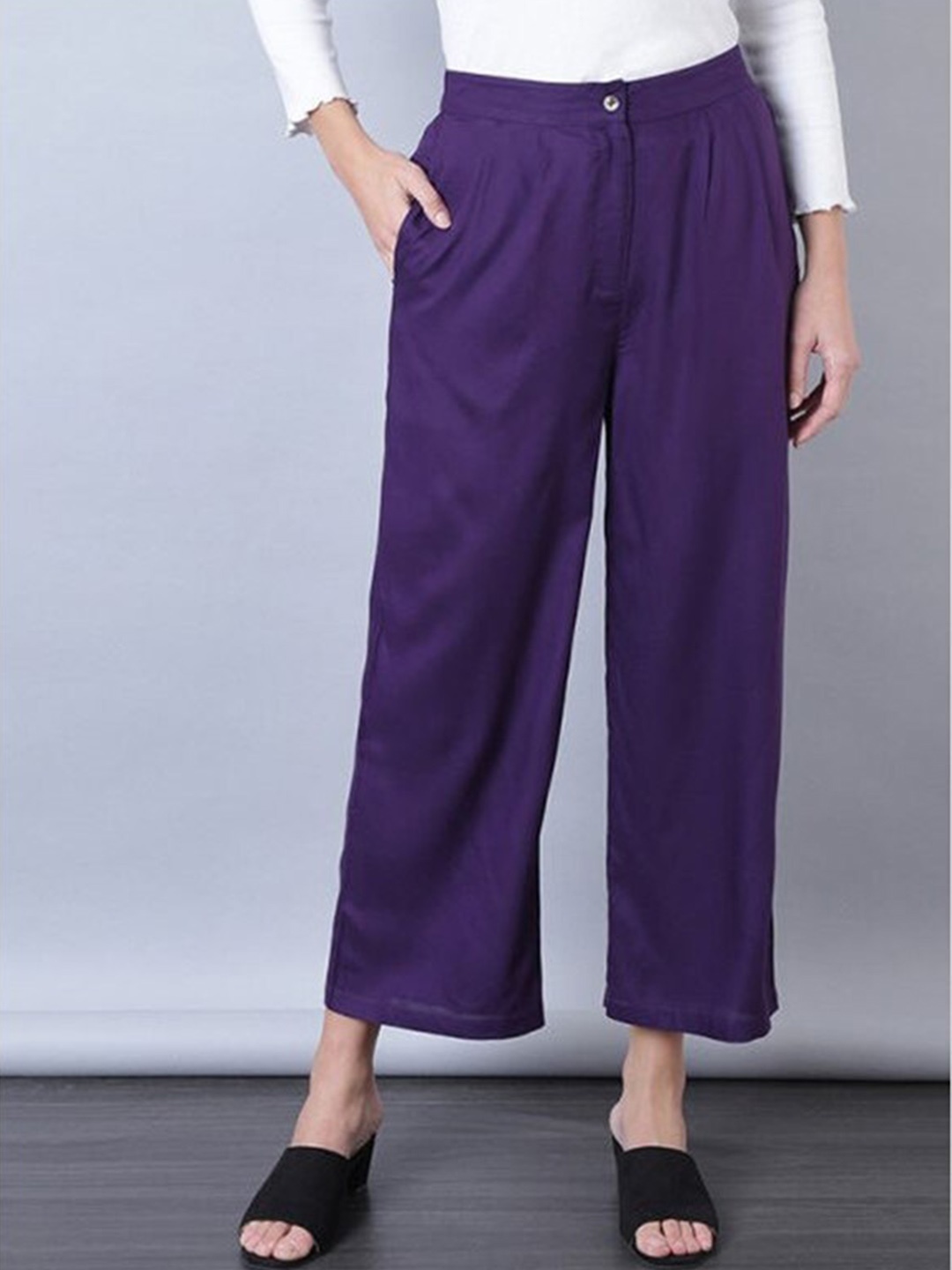 

Aila Women Pleated Regular Fit Culottes, Purple