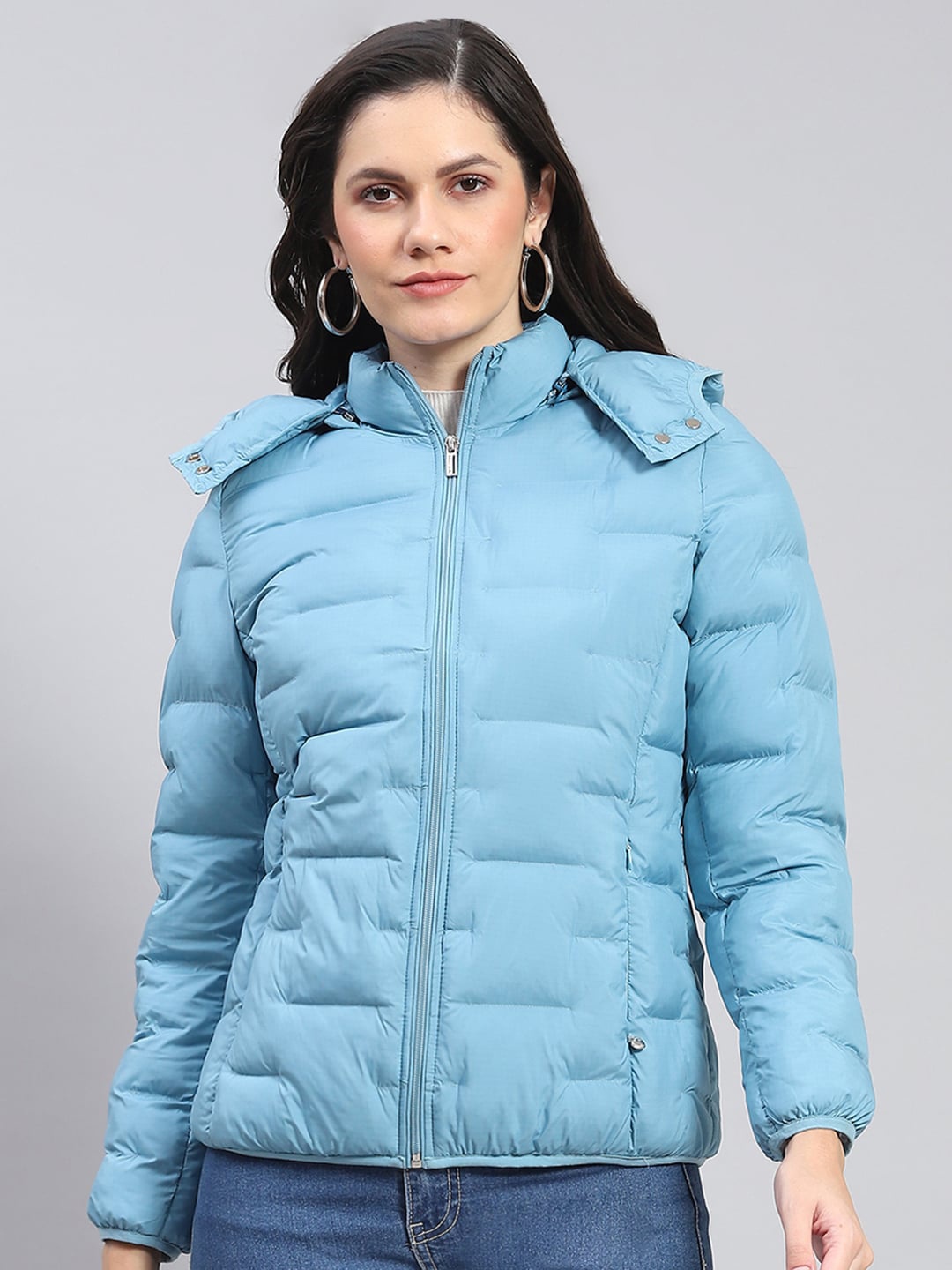 

Monte Carlo Hooded Lightweight Puffer Jacket, Turquoise blue