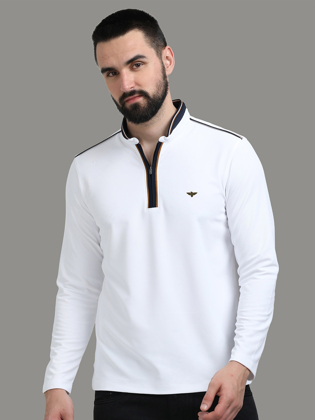 

STELLERS Mandarin Collar T-Shirt, White