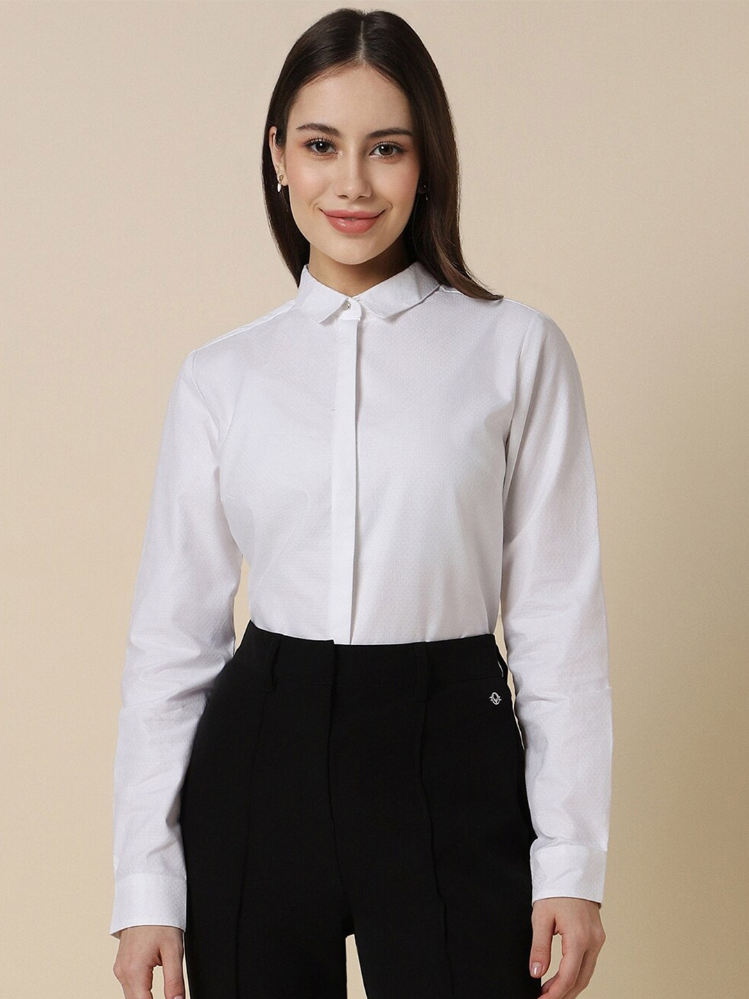 

Allen Solly Woman Spread Collar Pure Cotton Formal Shirt, White