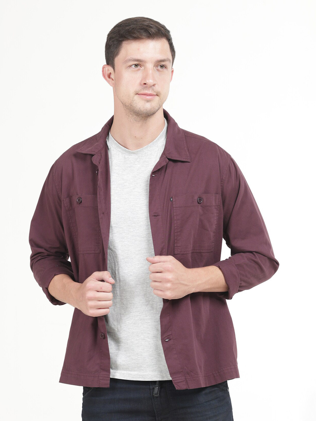 

POE Smart Slim Fit Pure Cotton Casual Shirt, Burgundy
