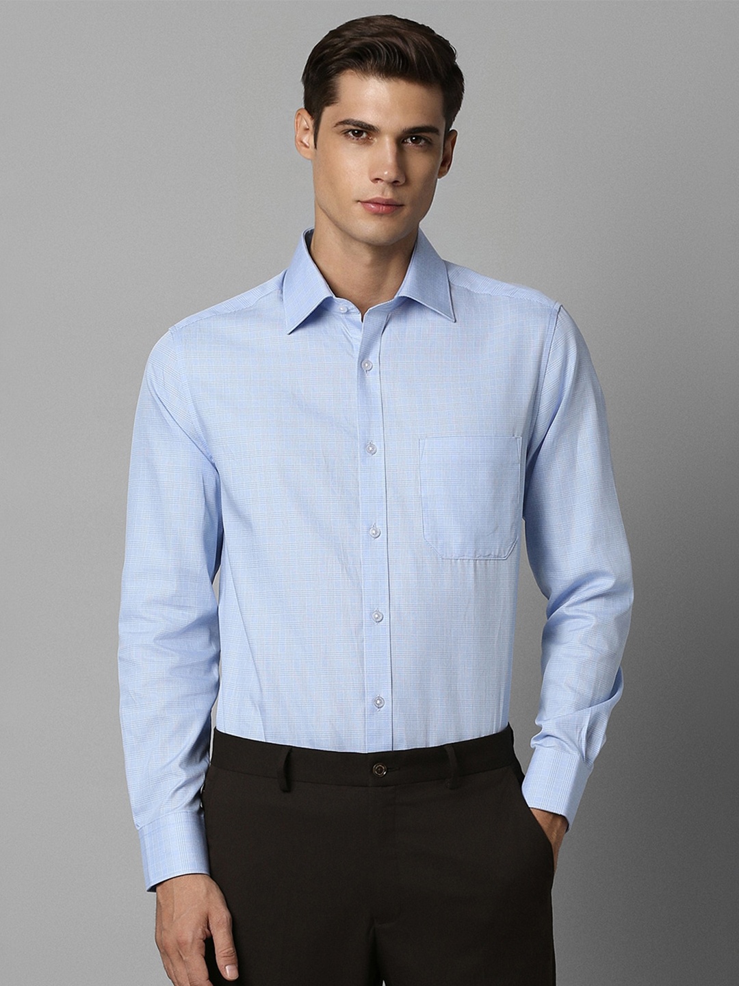 

Louis Philippe Checked Classic Pure Cotton Formal Shirt, Blue