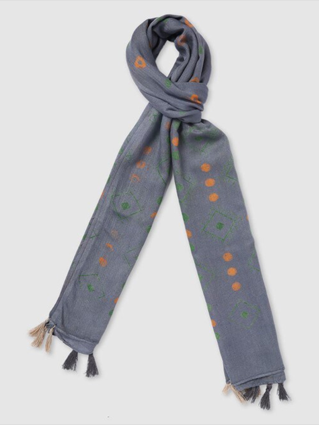 

Aila Geometric Printed Scarf, Grey