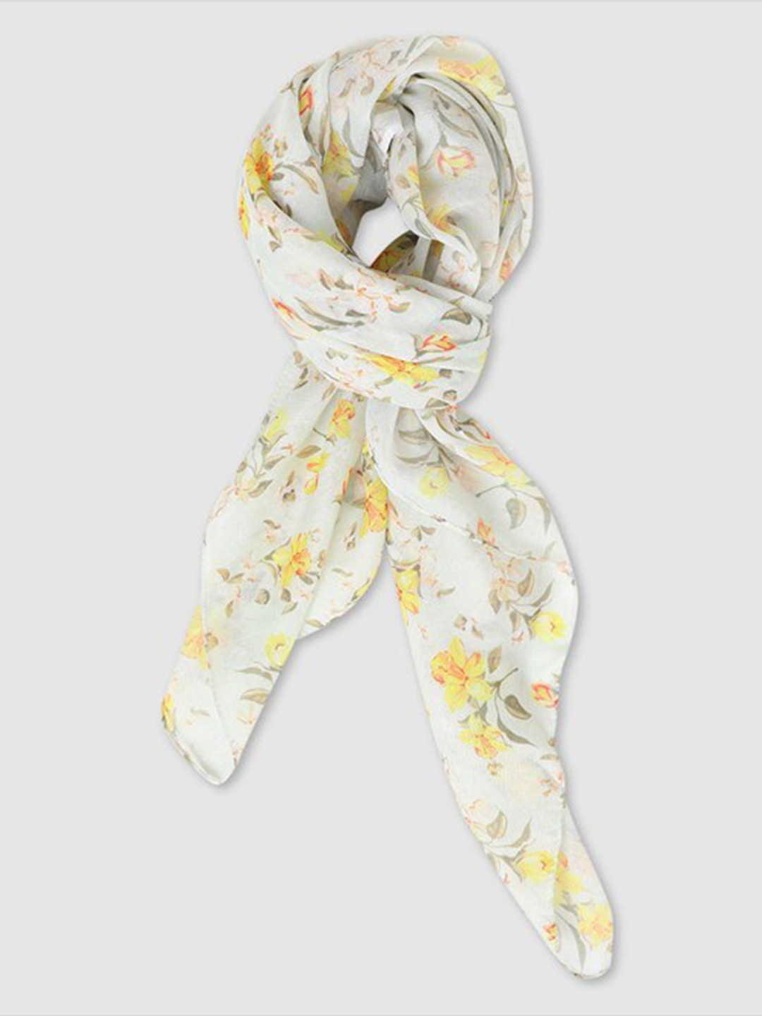 

Aila Floral Printed Scarf, White