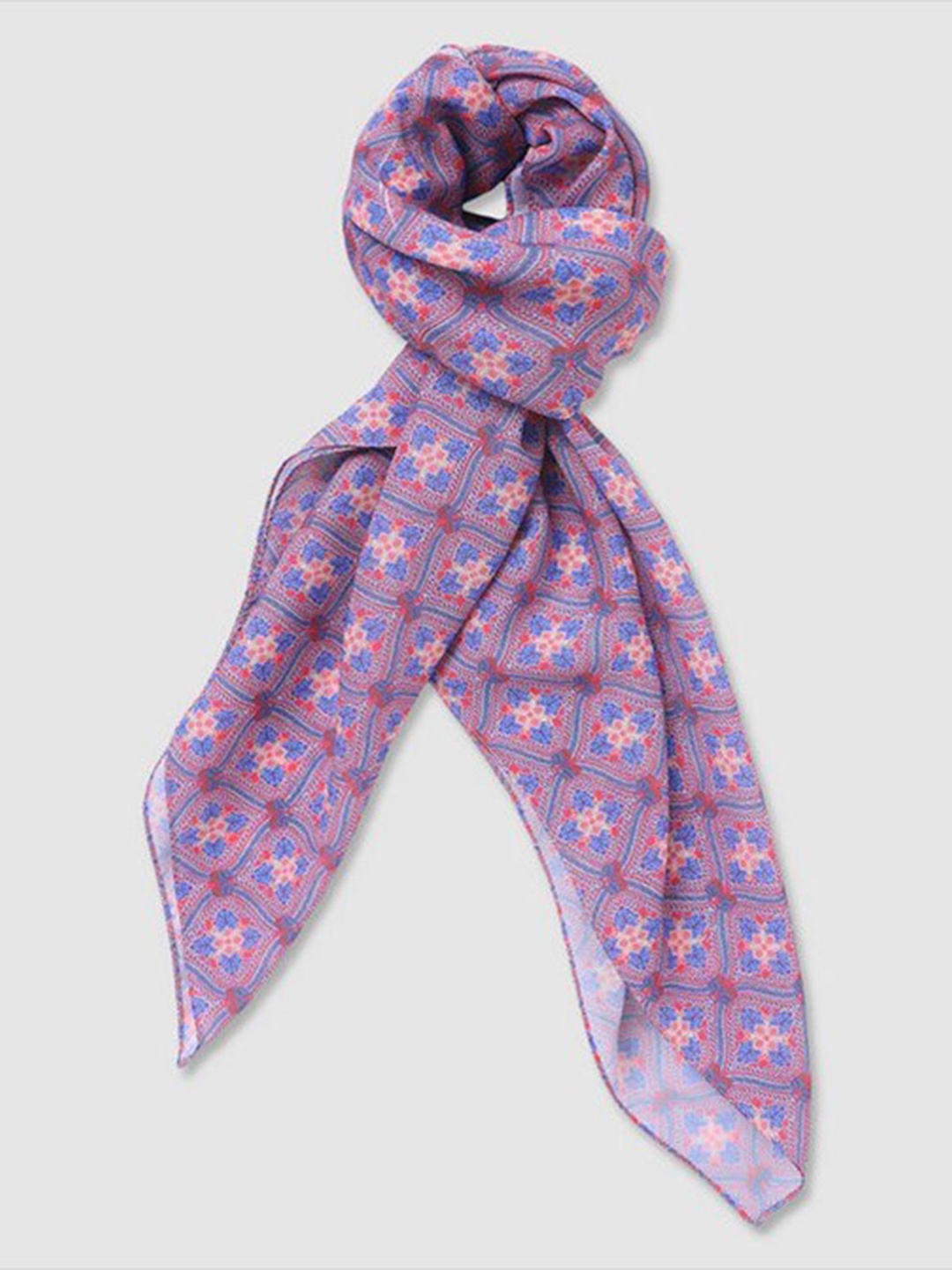 

Aila Floral Printed Cotton Scarf, Purple