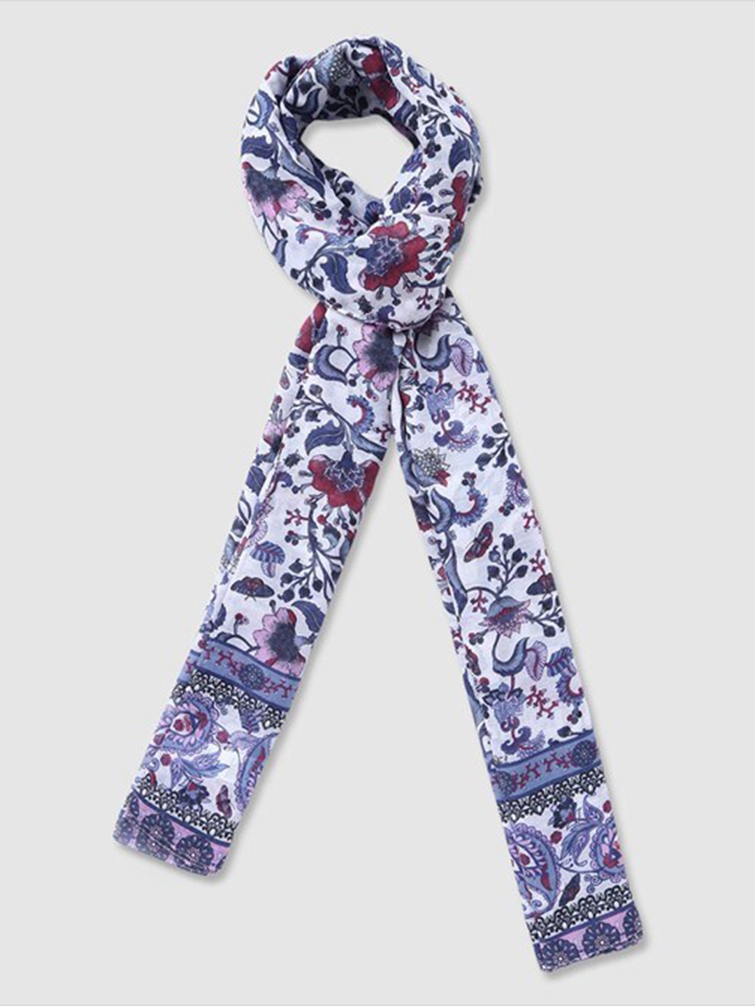 

Aila Women Floral Printed Scarf, Blue