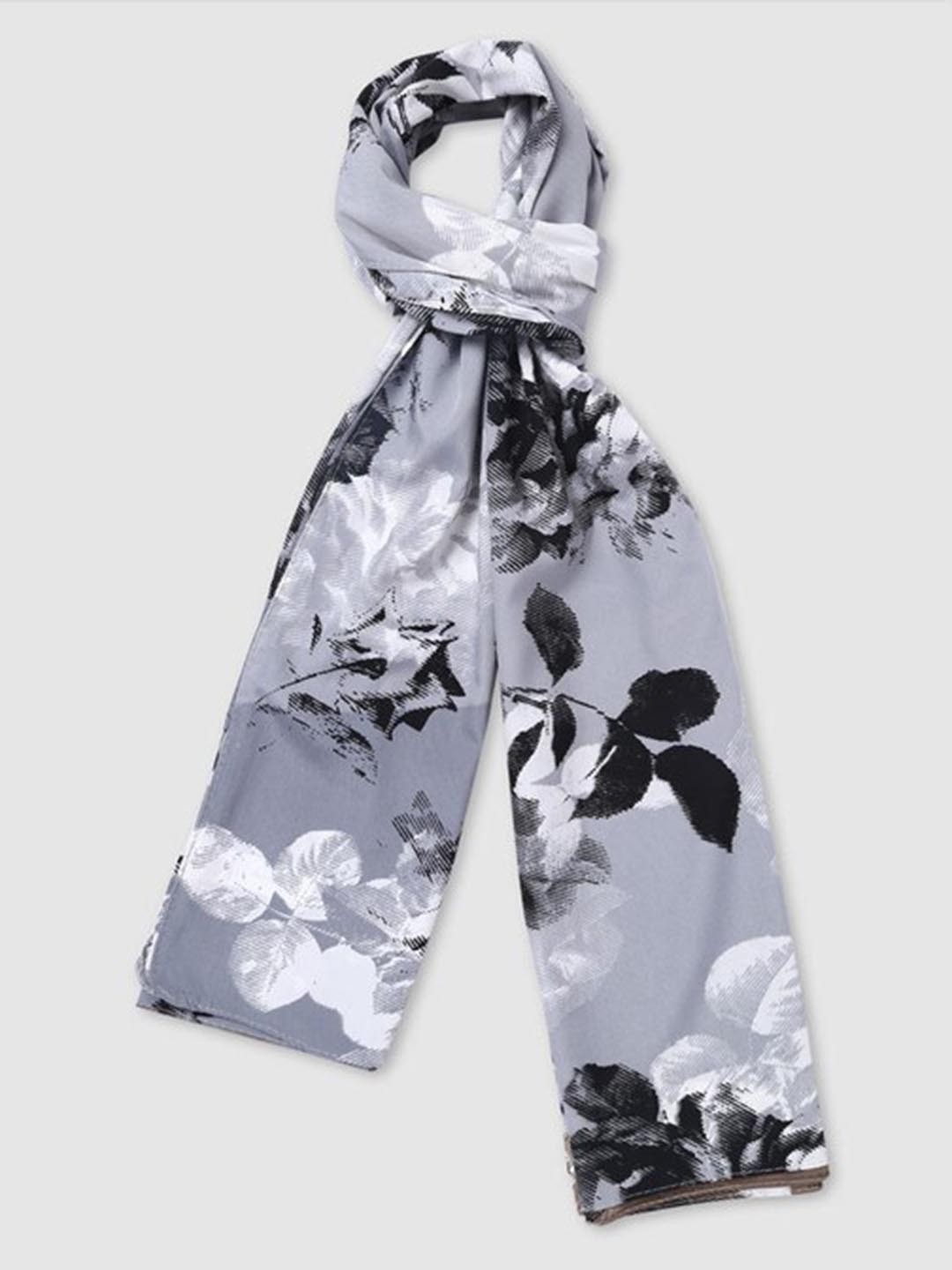

Aila Women Floral Printed Scarf, Grey