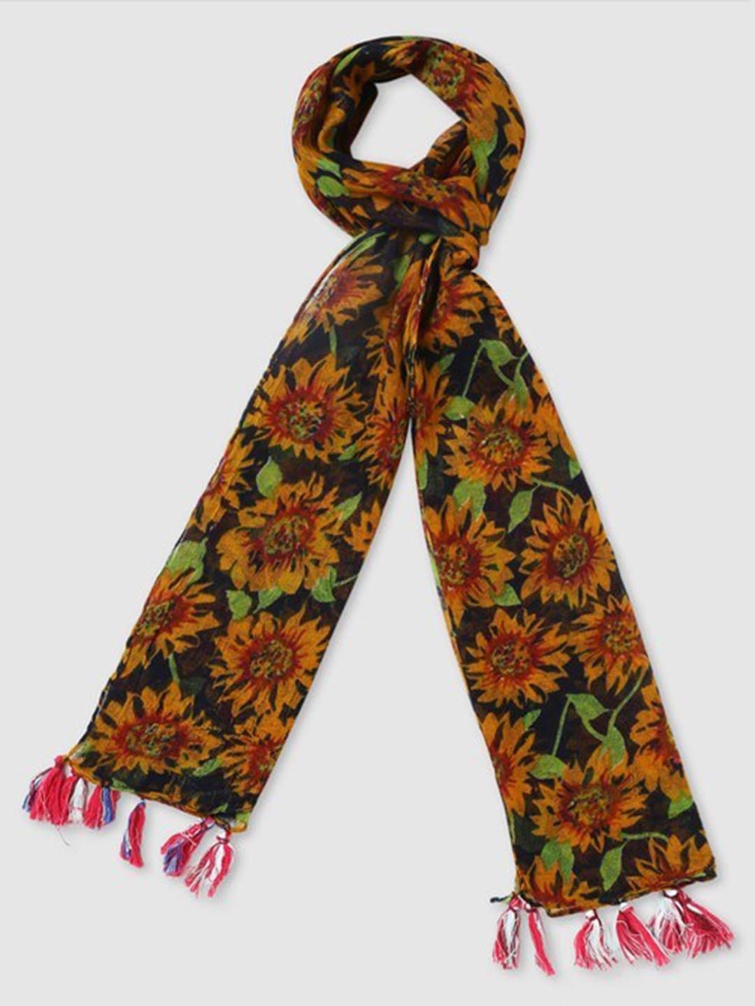 

Aila Women Floral Printed Scarf, Yellow