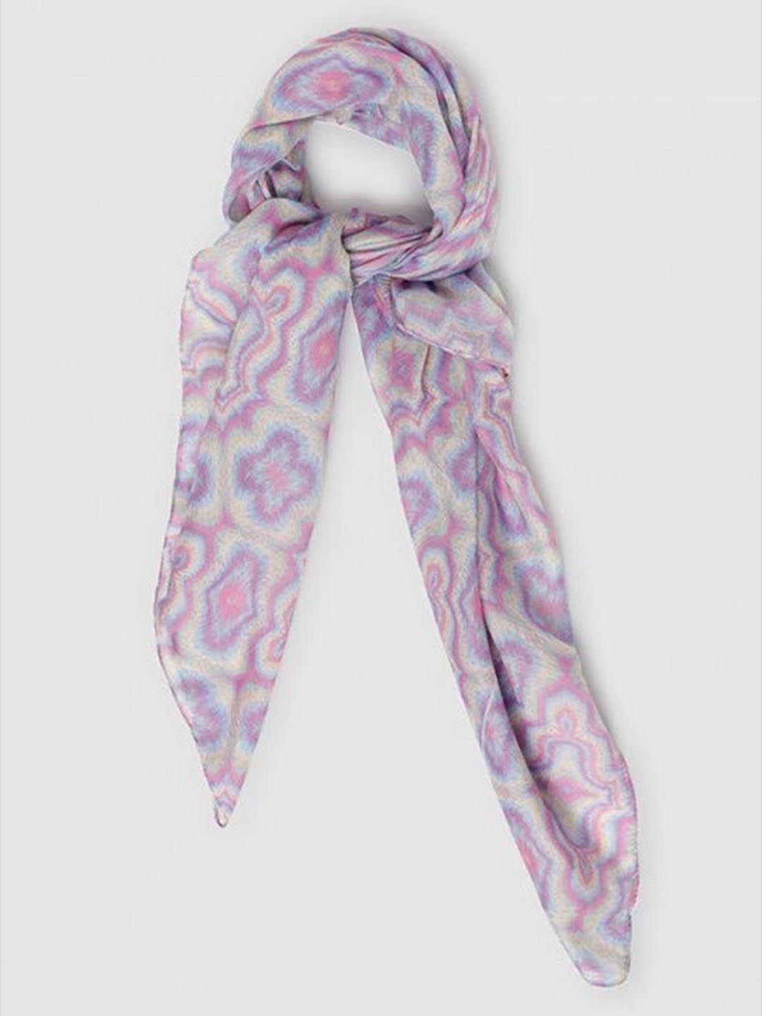 

Aila Women Geometric Printed Scarf, White