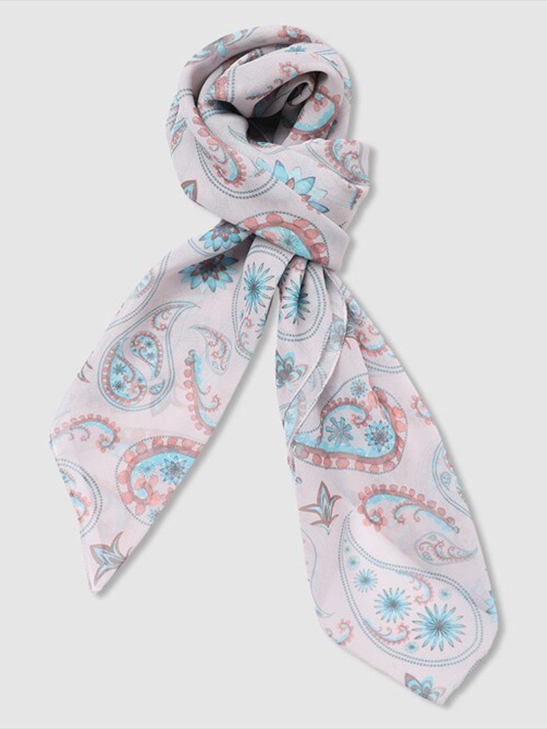 

Aila Ethnic Motif Printed Scarf, Grey