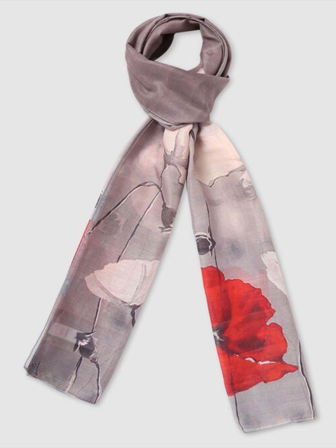 

Aila Floral Printed Scarf, Grey