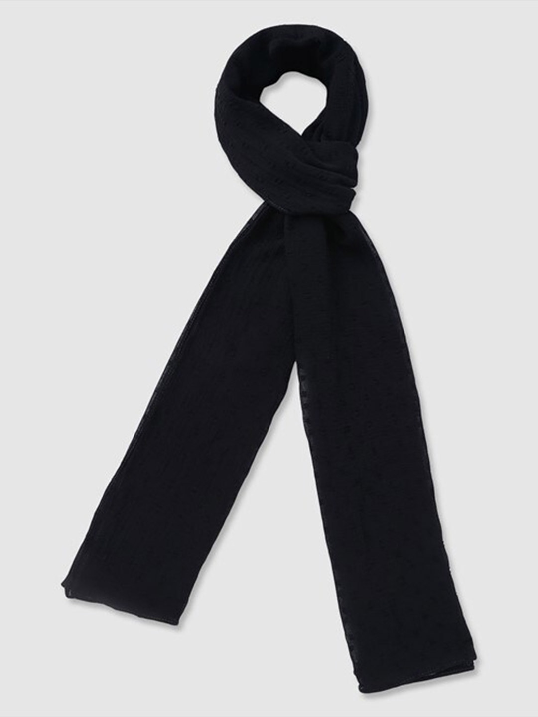 

Aila Self Design Scarf, Black