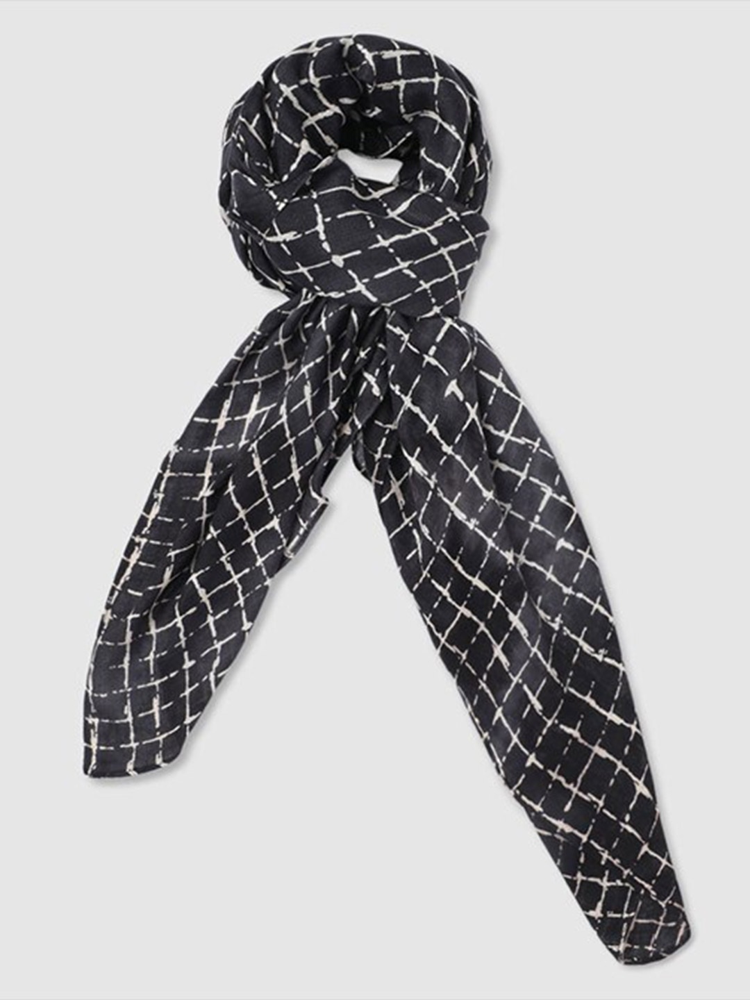 

Aila Women Checked Scarf, Black