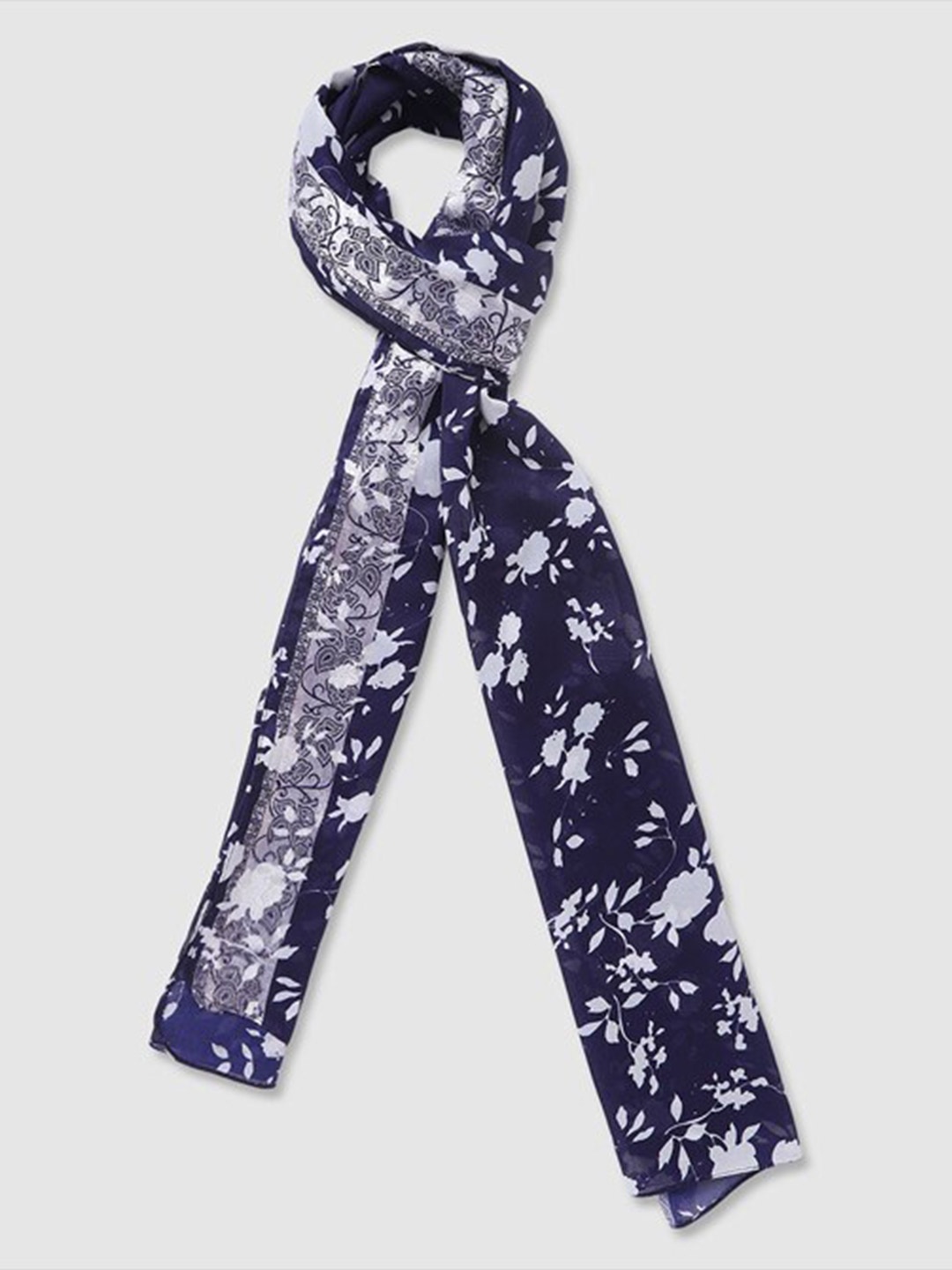 

Aila Women Floral Printed Scarf, Navy blue