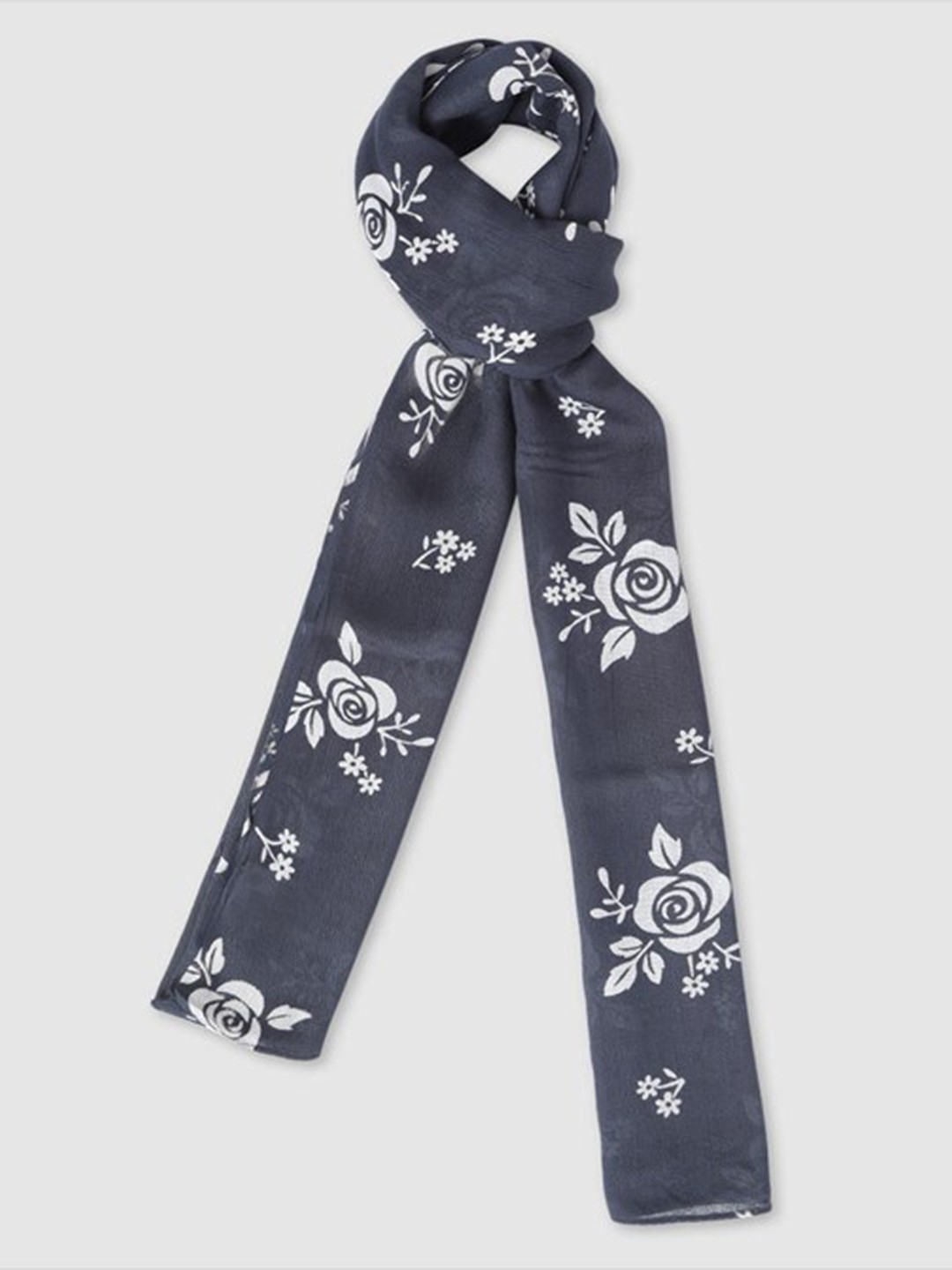 

Aila Women Floral Printed Scarf, Black