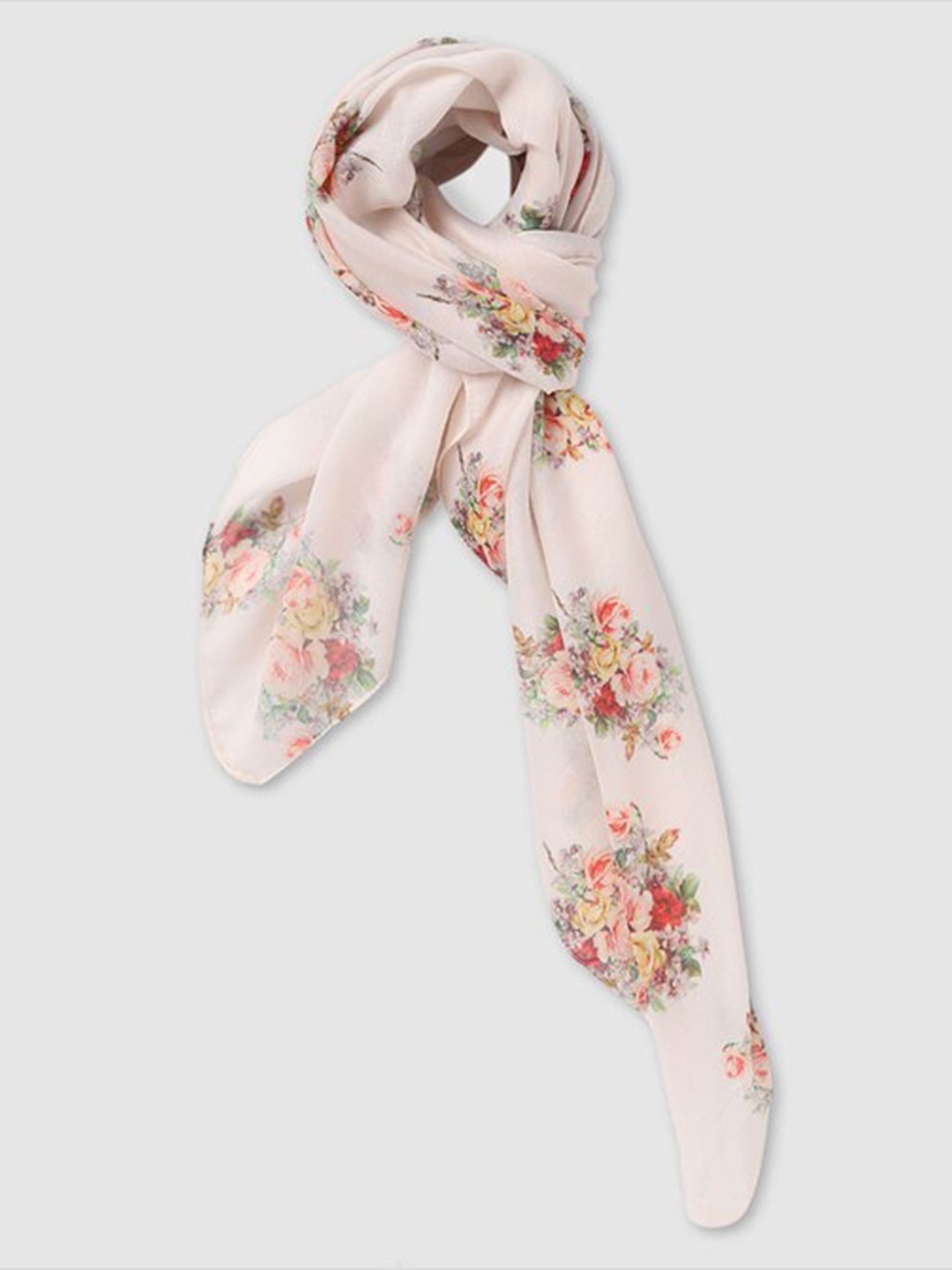 

Aila Floral Printed Scarf, Off white