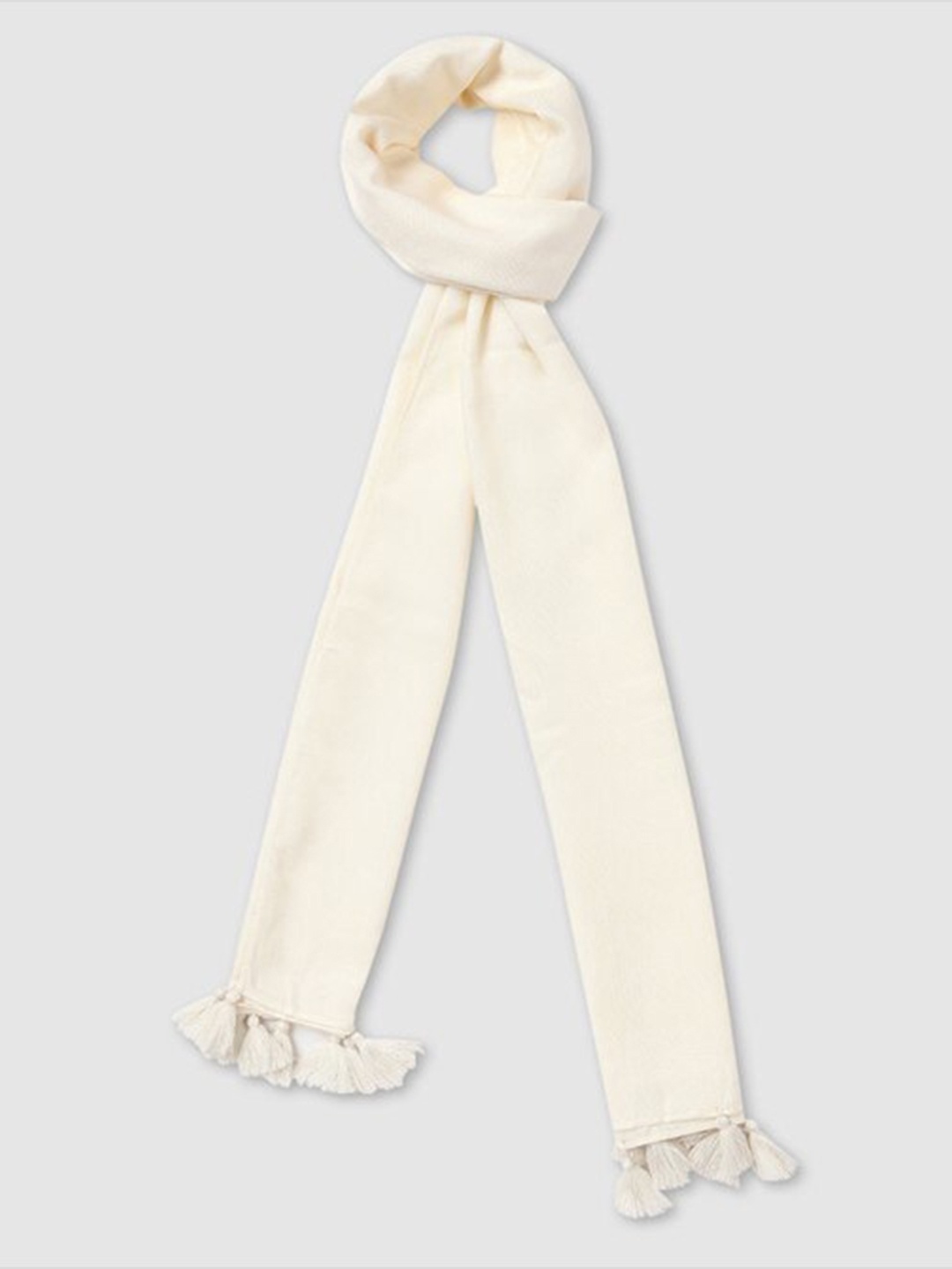 

Aila Women Tasselled Scarf, White