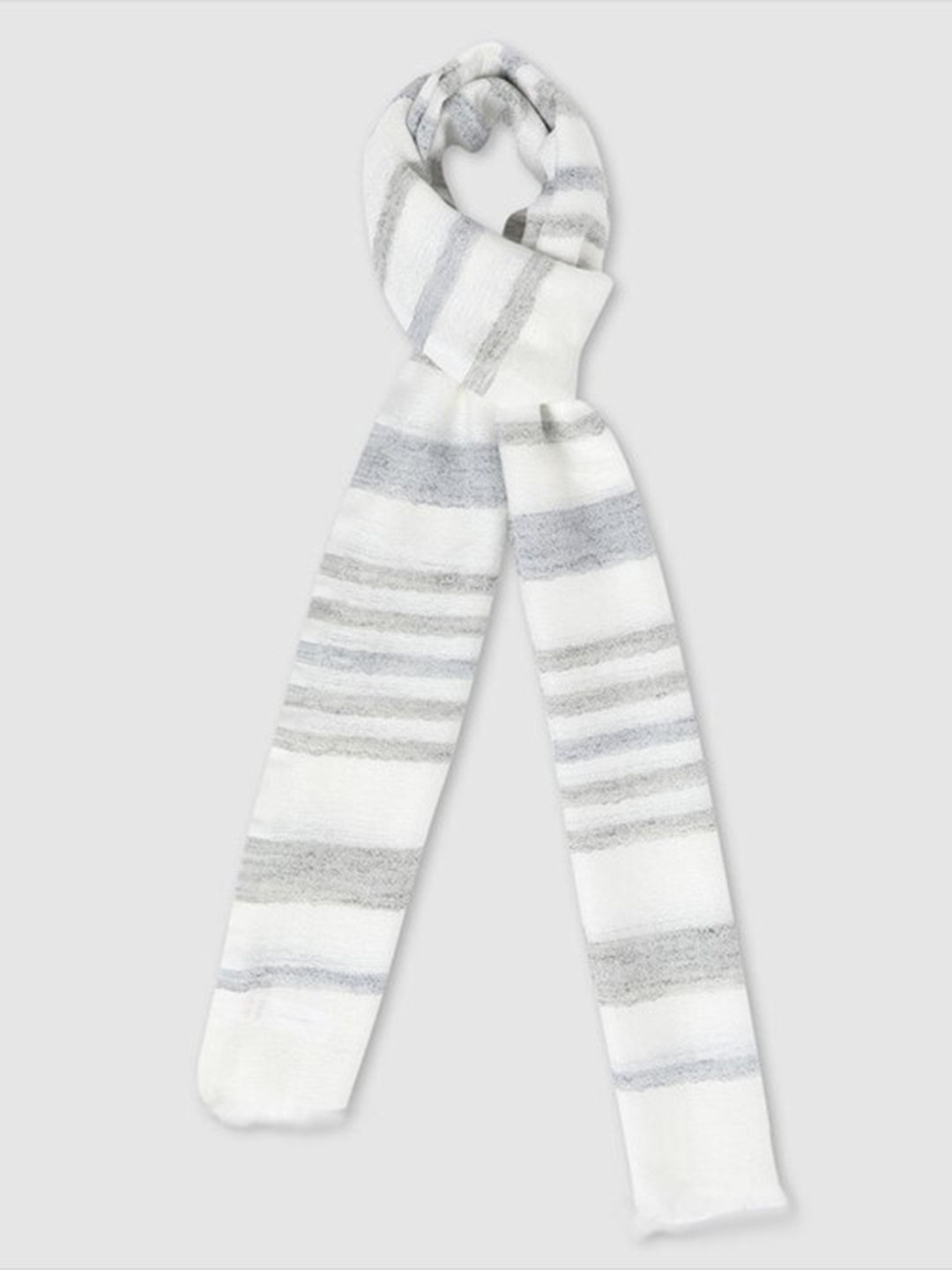 

Aila Women Striped Scarf, White