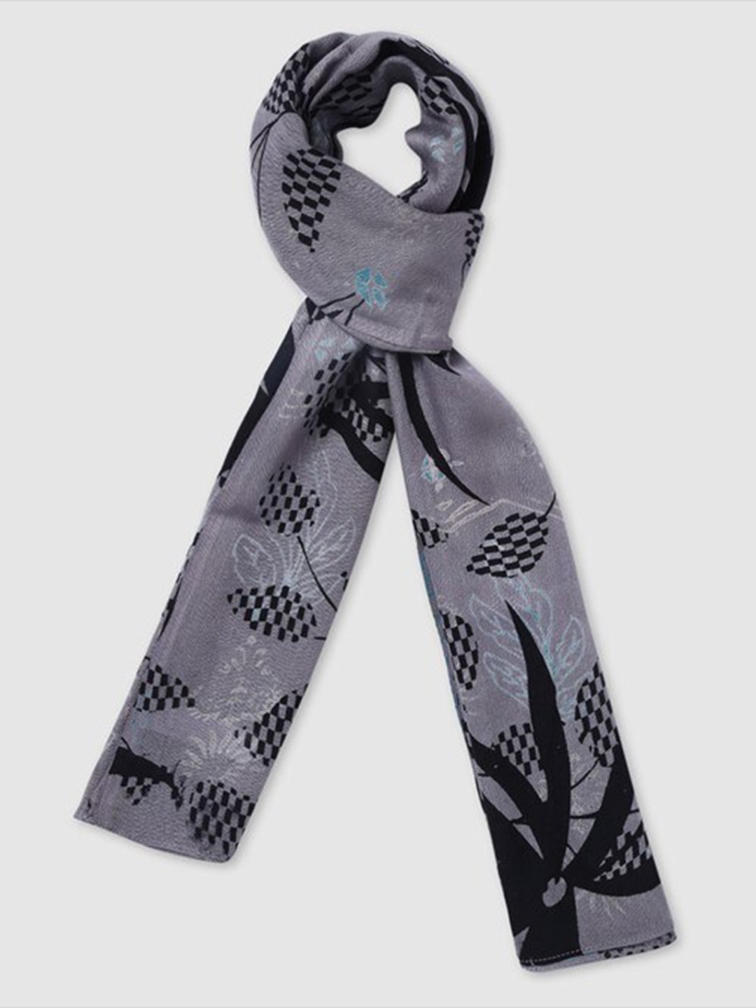 

Aila Floral Printed Scarf, Grey