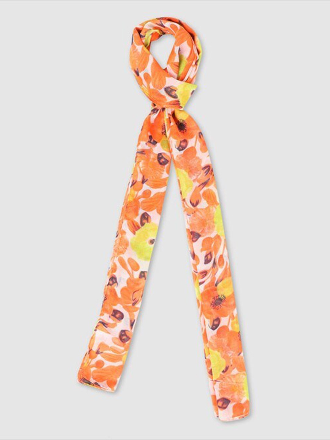 

Aila Floral Printed Scarf, Orange