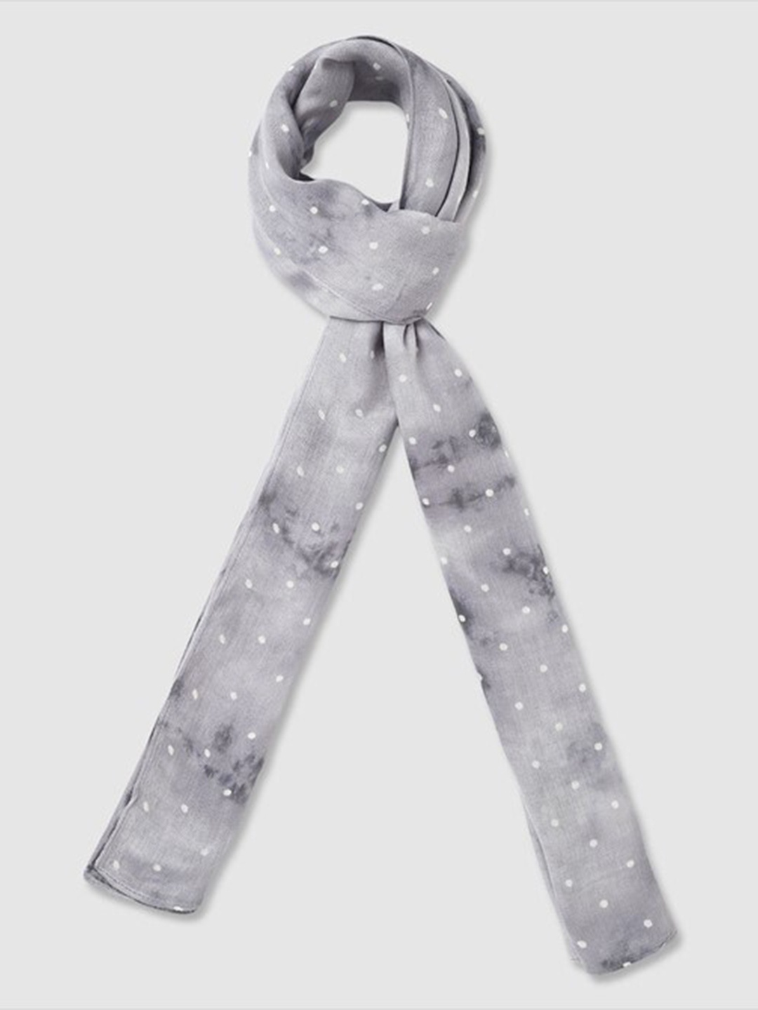 

Aila Polka Dots Printed Scarf, Grey
