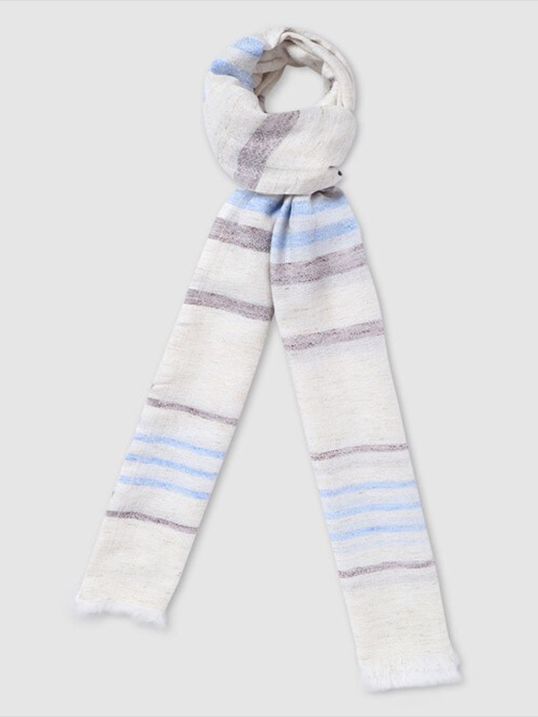 

Aila Women Striped Scarf, White