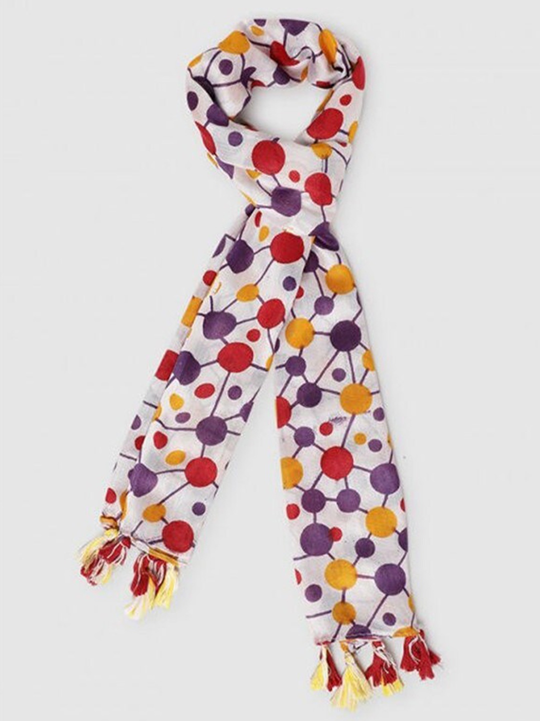 

Aila Geometric Printed Scarf, White