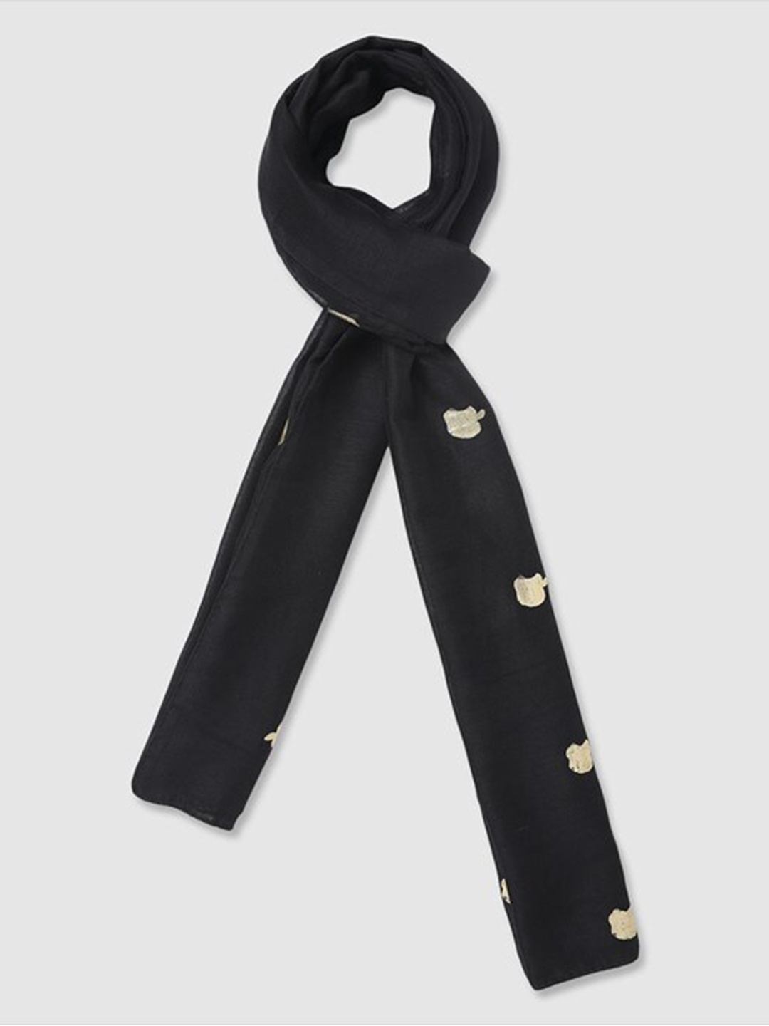 

Aila Geometric Printed Scarf, Black