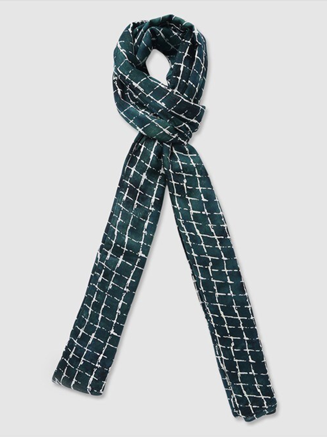 

Aila Checked Printed Scarf, Green