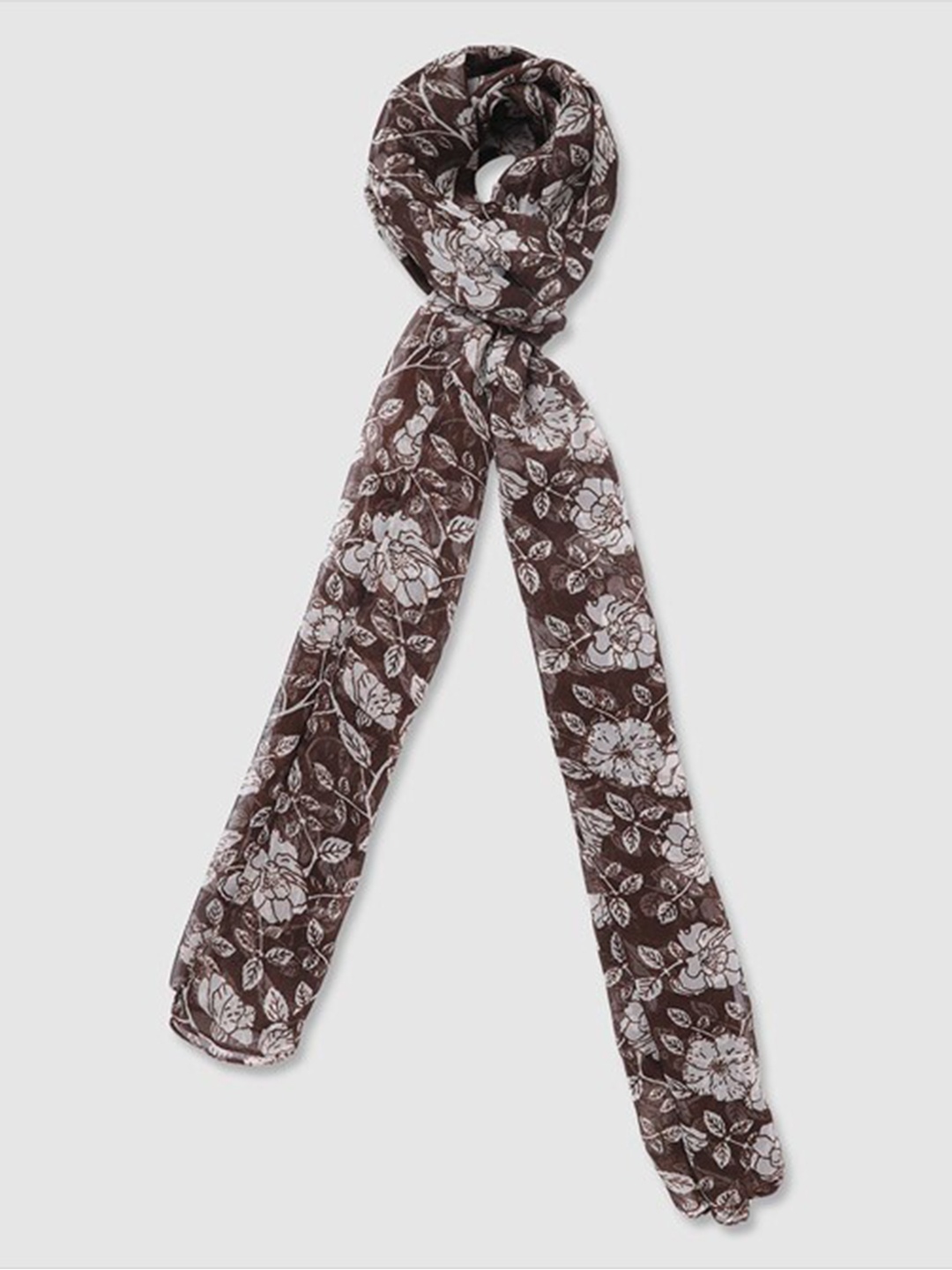 

Aila Floral Printed Scarf, Brown