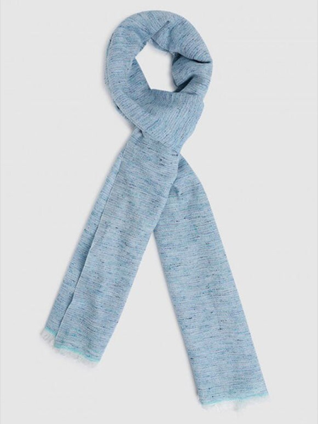 

Aila Printed Frayed Border Scarves, Blue