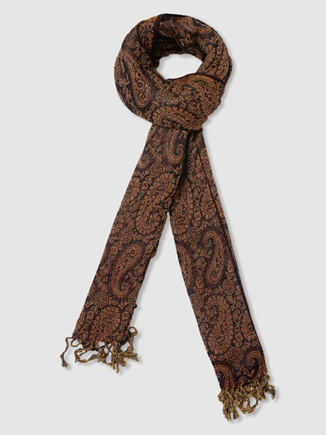 

Aila Women Ethnic Printed Cotton Scarf, Black