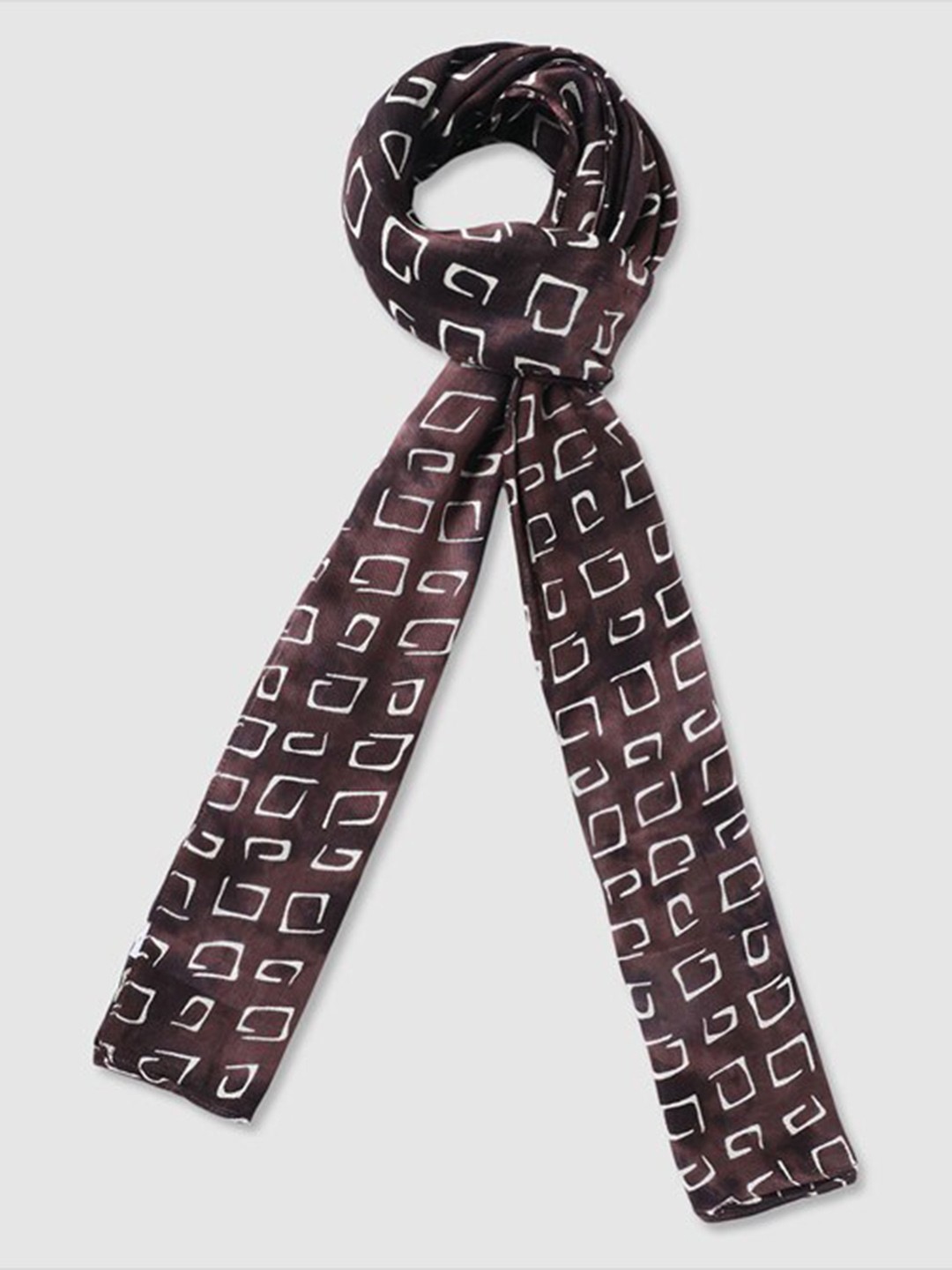 

Aila Geometric Printed Scarf, Brown