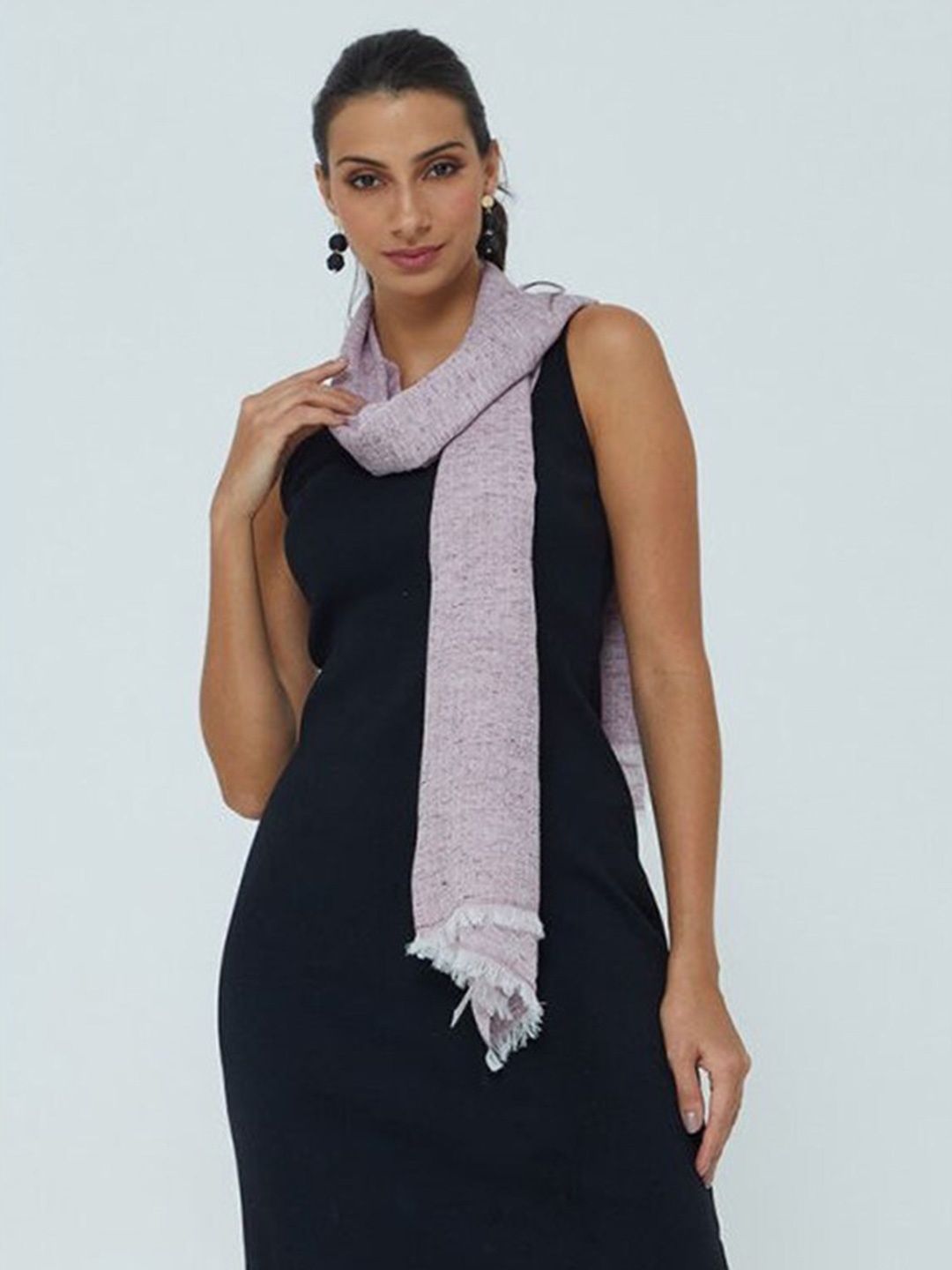 

Aila Cotton Frayed Scarf, Pink