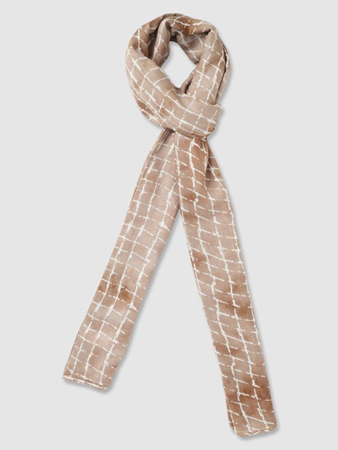 

Aila Women Checked Scarf, Beige