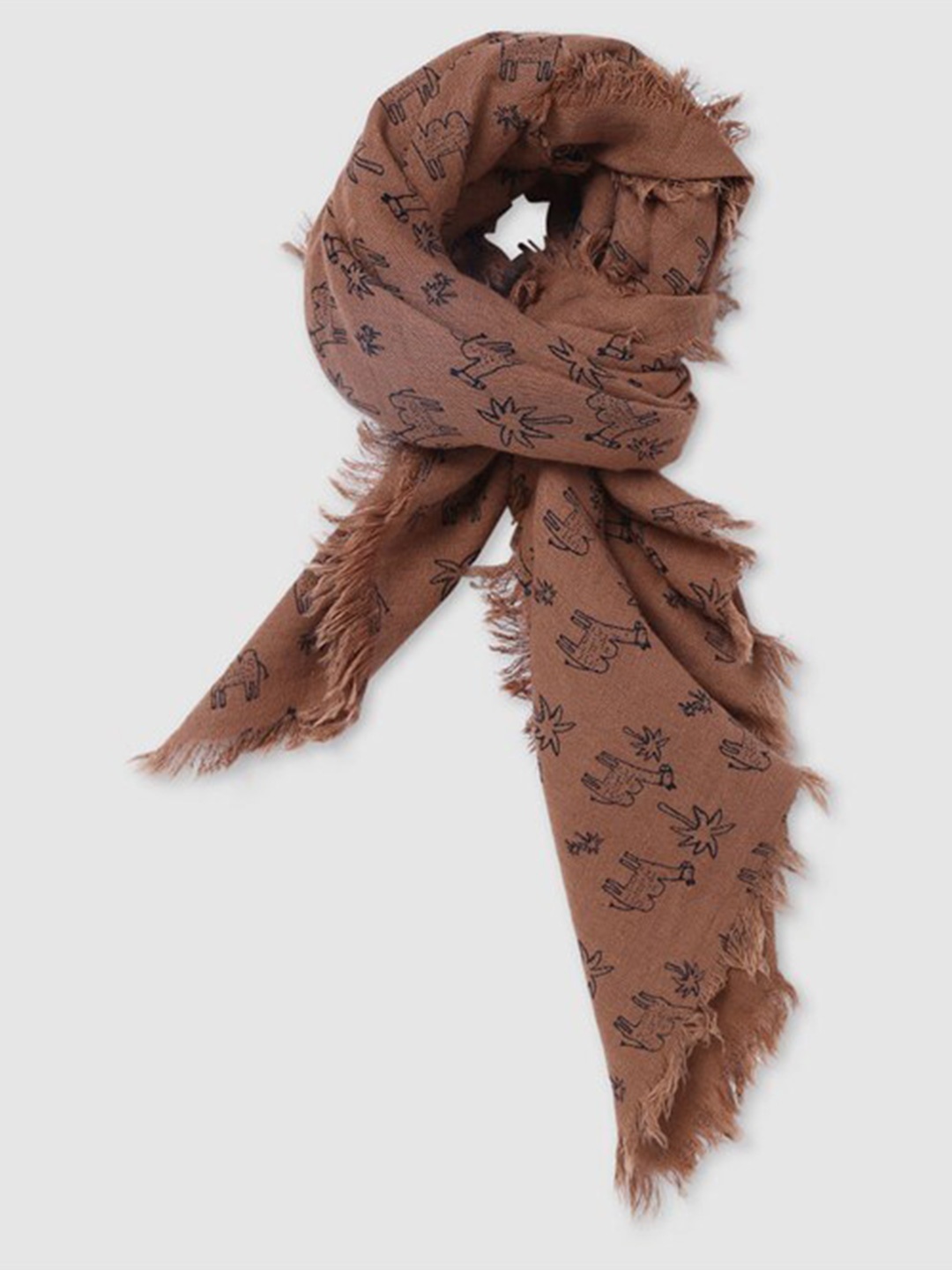 

Aila Women Graphic Printed Scarf, Brown