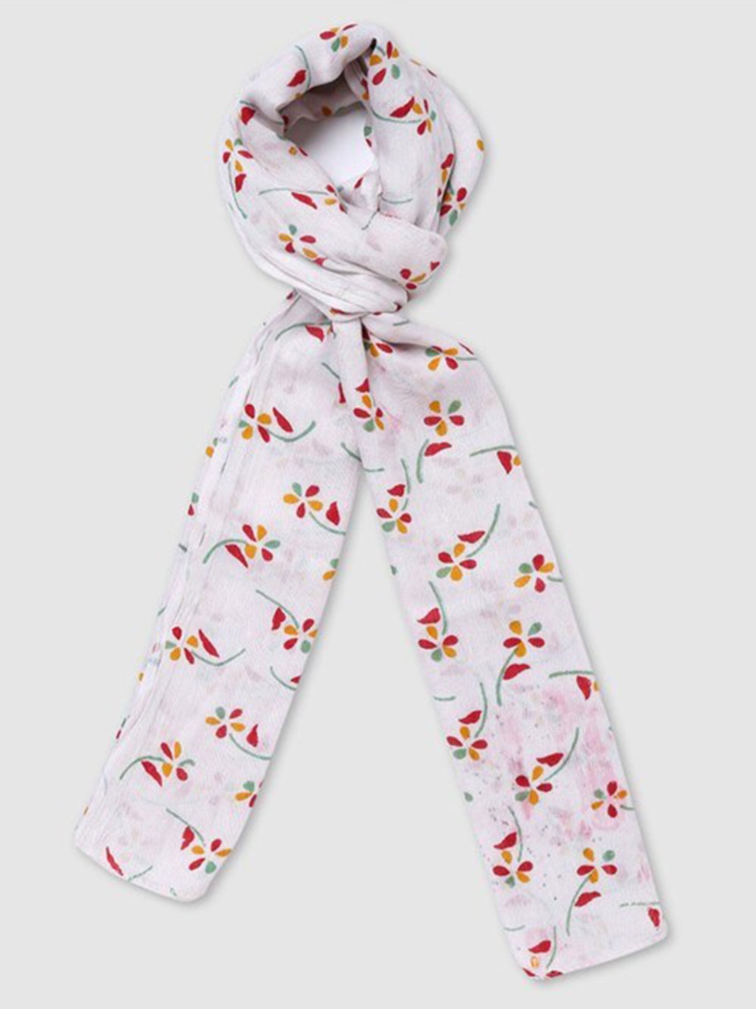 

Aila Floral Printed Scarf, White