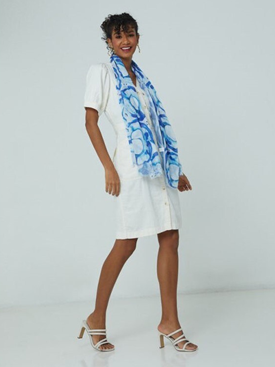 

Aila Printed Scarf, Blue