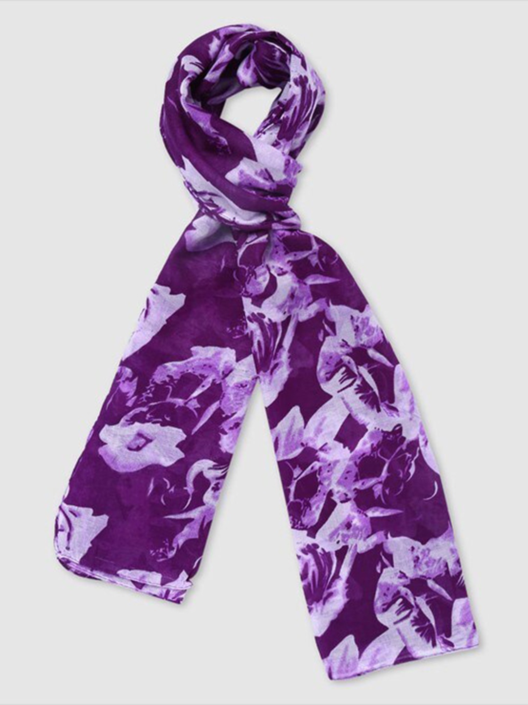 

Aila Floral Printed Scarf, Purple
