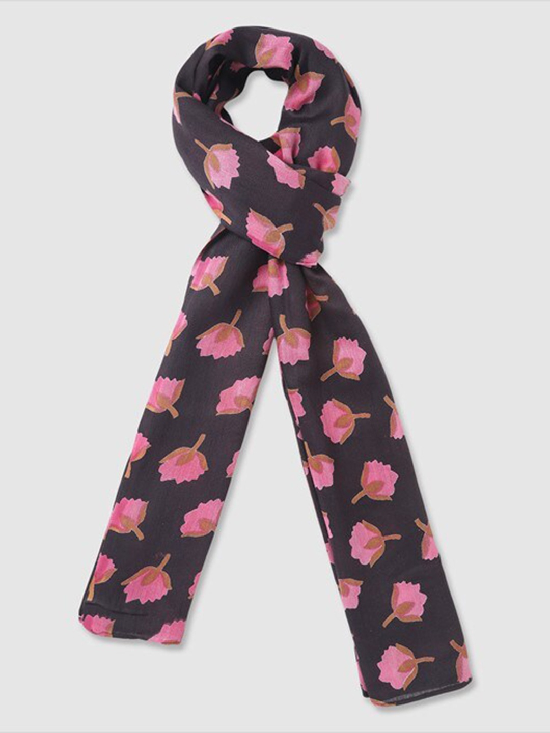 

Aila Printed Scarf, Black