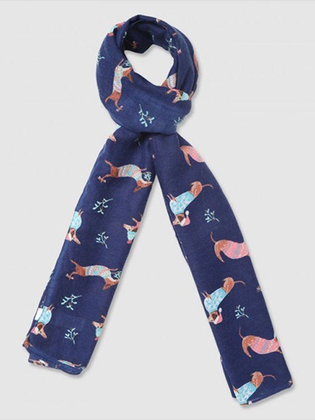 

Aila Conversational Printed Cotton Scarf, Blue