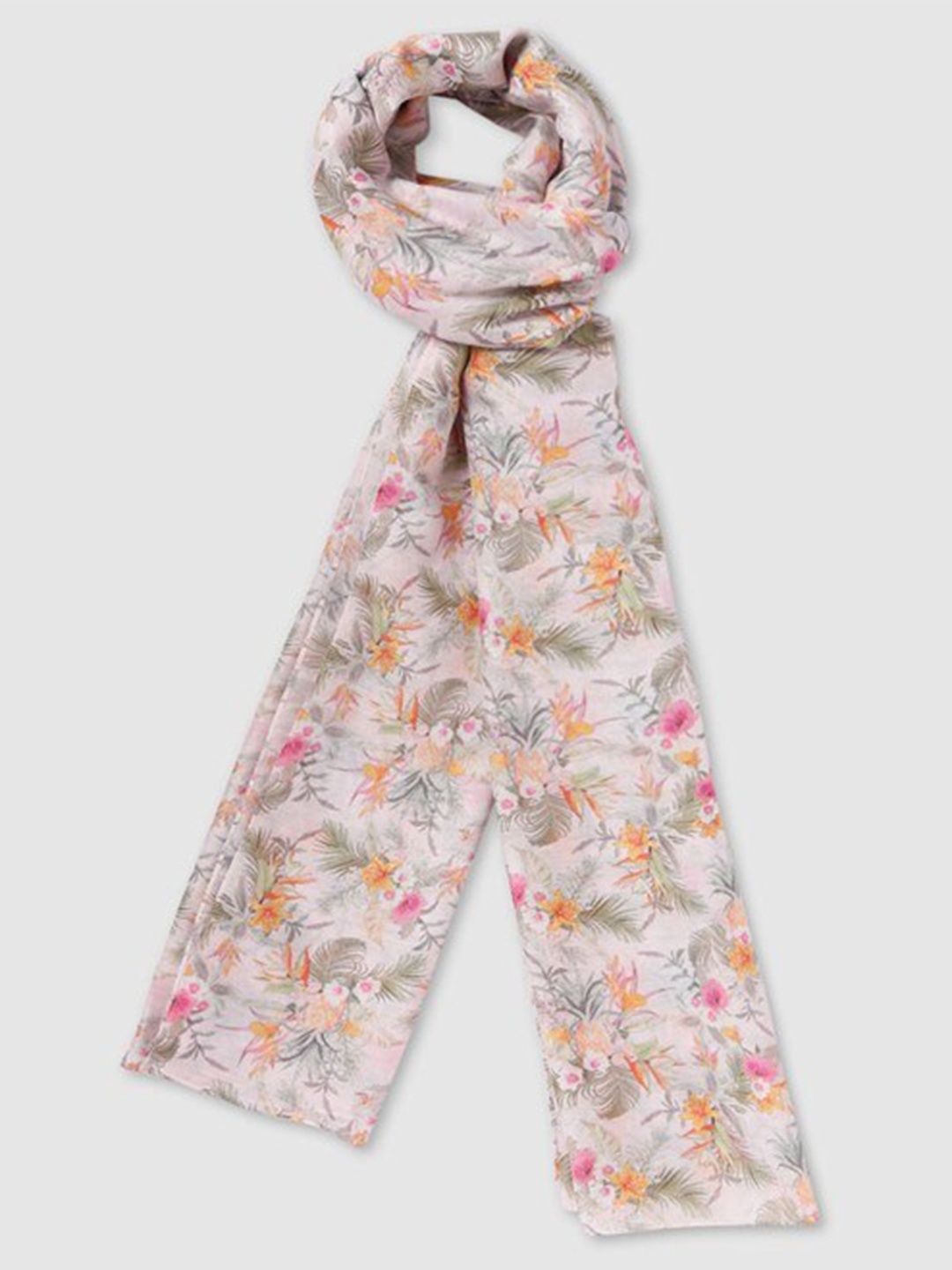 

Aila Floral Printed Cotton Scarf, Pink