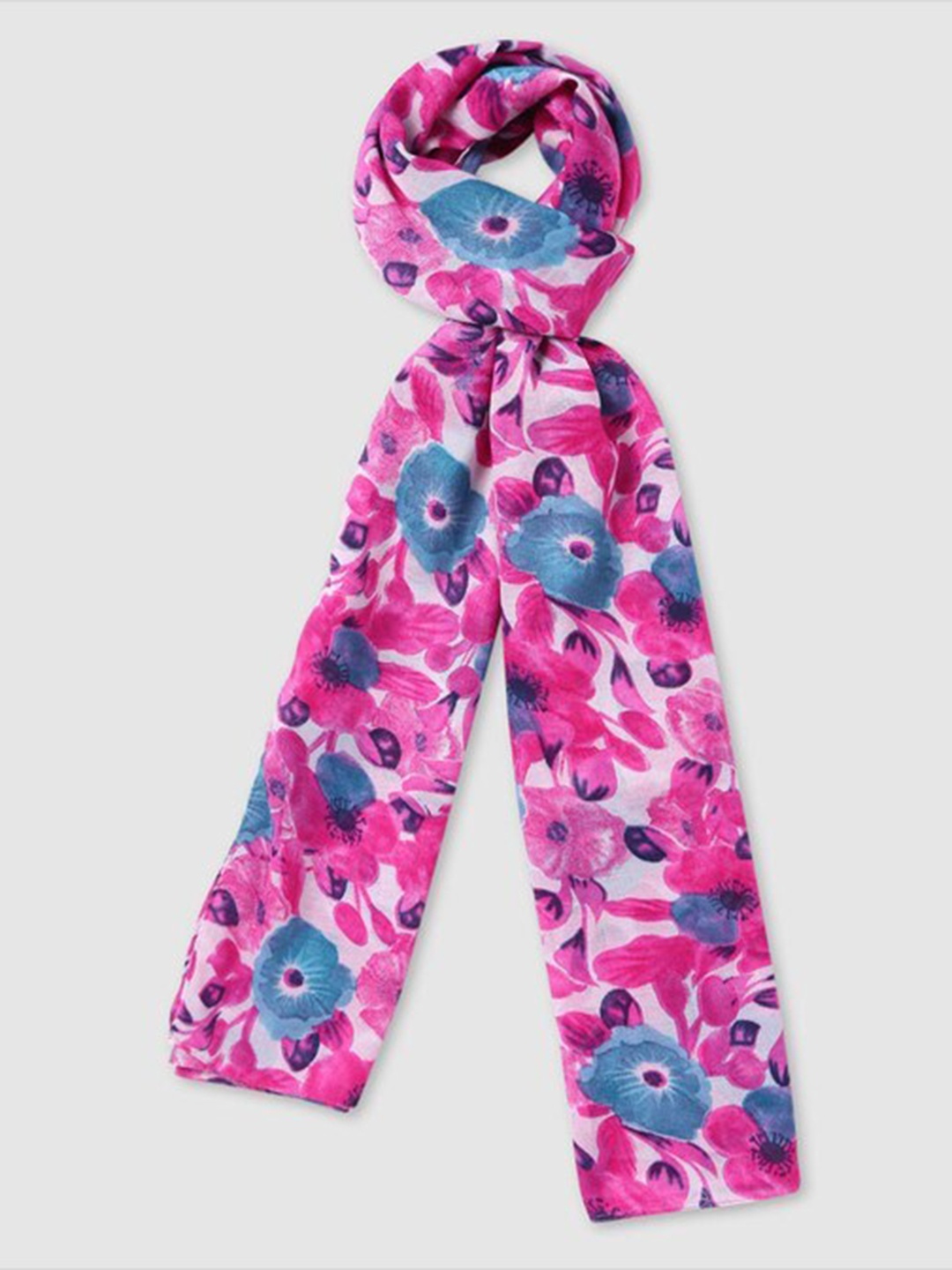 

Aila Floral Printed Cotton Scarf, Pink